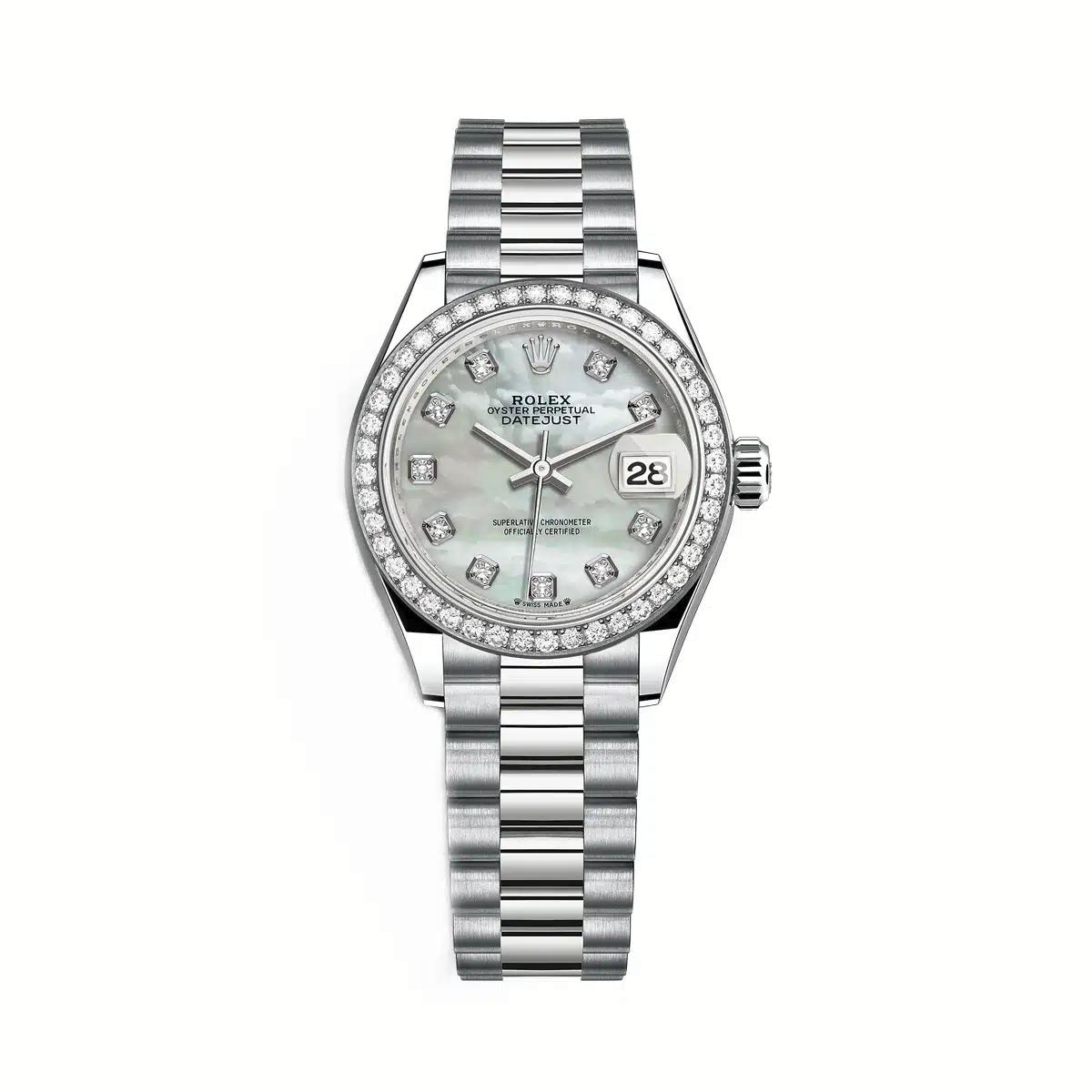 Đồng Hồ Rolex Datejust 279139Rbr Mother Of Pearl Diamond Dial 28mm Nữ Xám