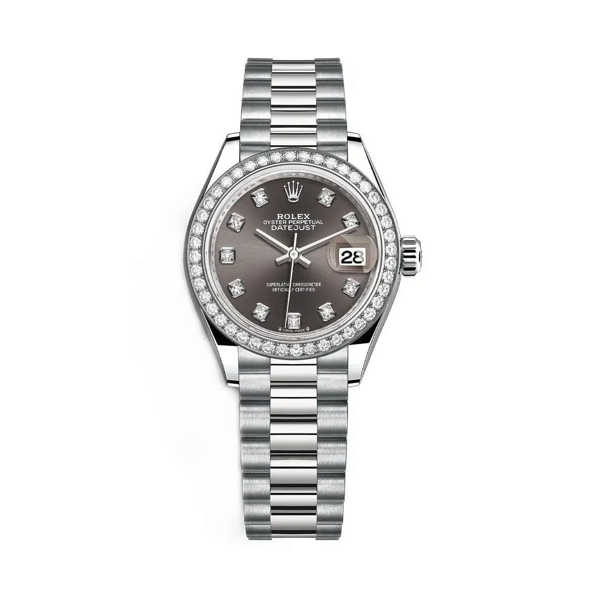 Đồng Hồ Rolex Lady-Datejust 279139Rbr Diamond Dial 28mm Nữ Nâu Xám