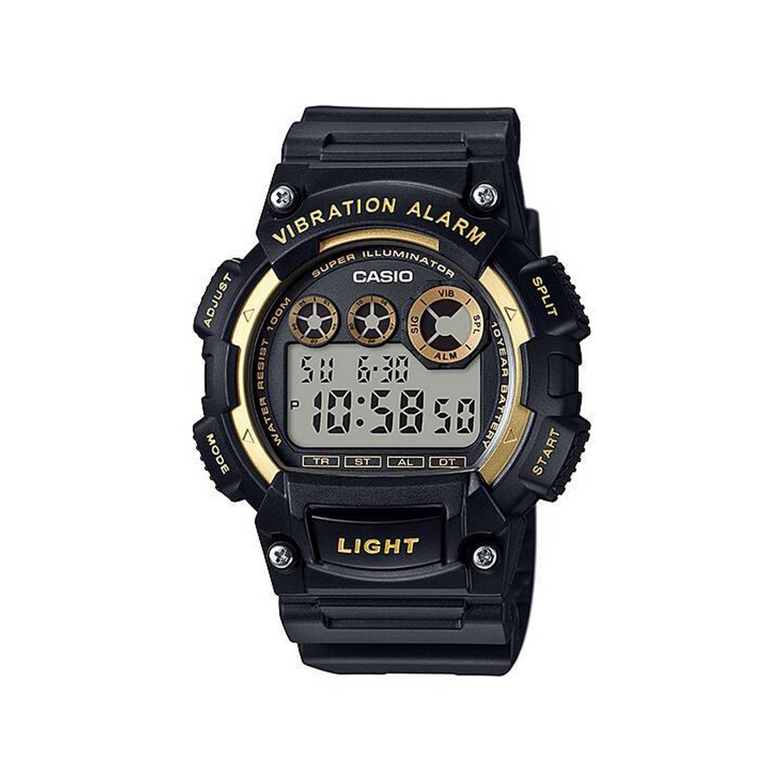 Đồng Hồ Casio W-735H-1A2V Nam Đen Vàng