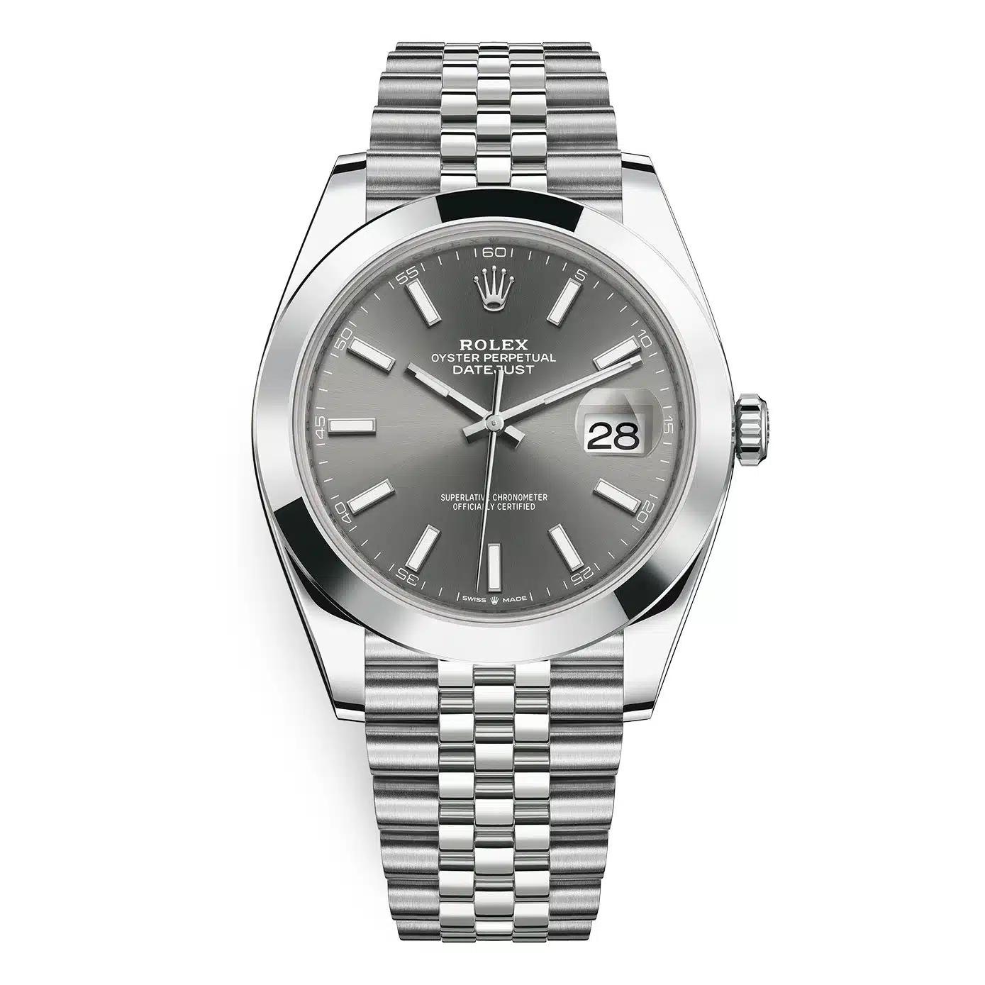 Đồng Hồ Rolex Datejust 126300 Rhodium Index Jubilee 41mm Nam Xám