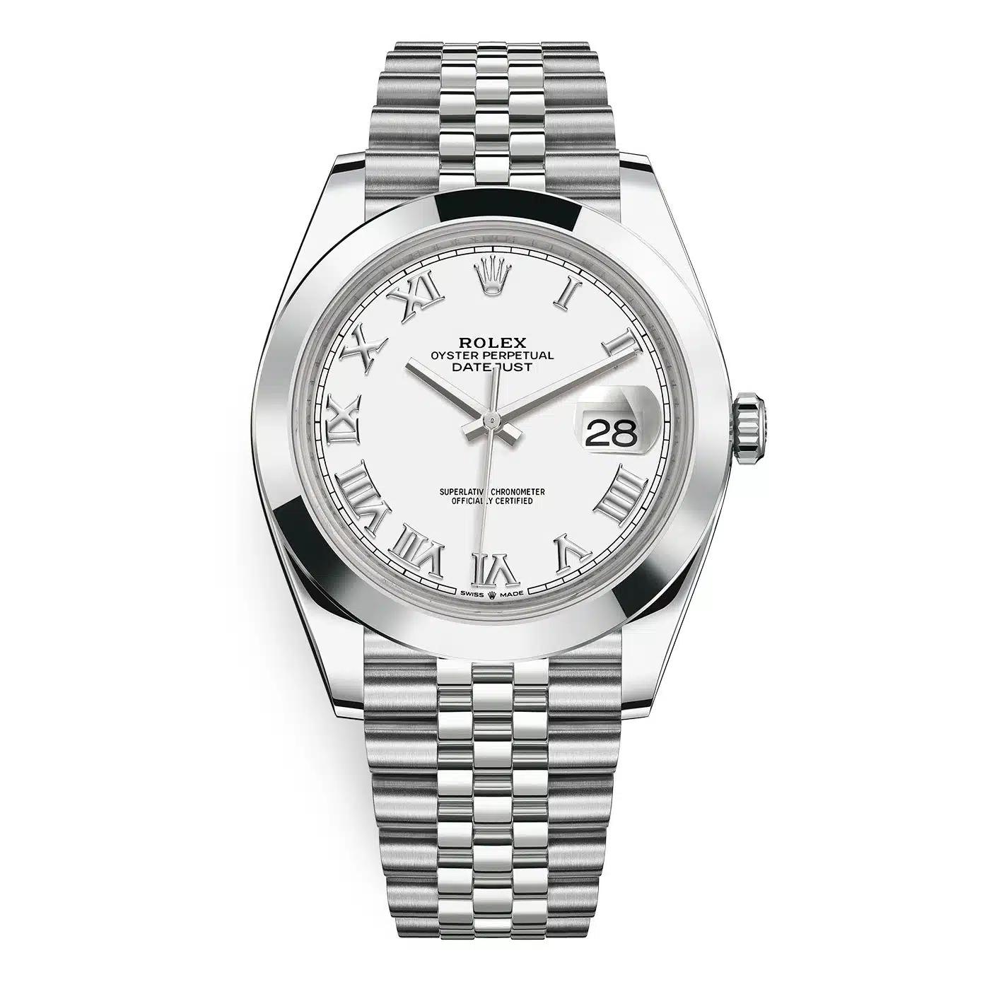 Đồng Hồ Rolex Datejust 126300 Roman Jubilee 41mm Nam Trắng Xám