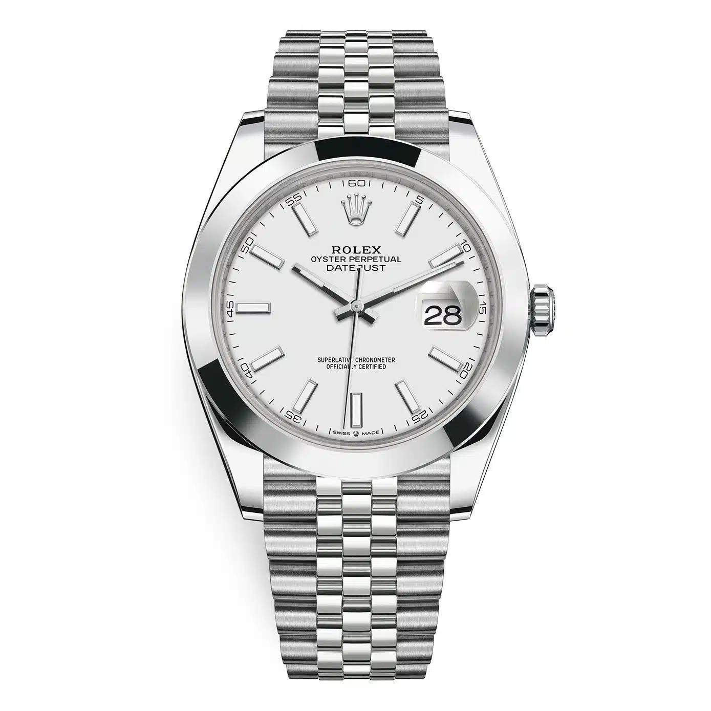 Đồng Hồ Rolex Datejust 126300 Index Jubilee 41mm Nam Trắng Xám