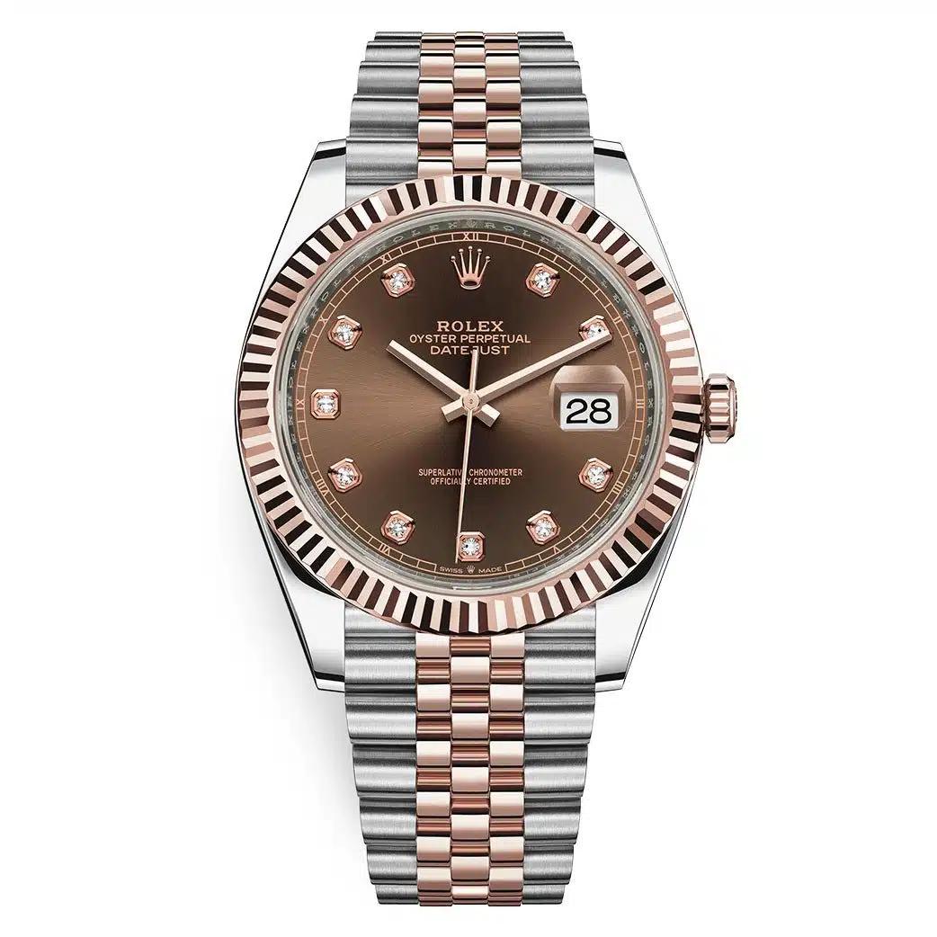 Đồng Hồ Rolex Datejust 126331 Chocolate Diamond Jubilee 41mm Nam Nâu Vàng Hồng