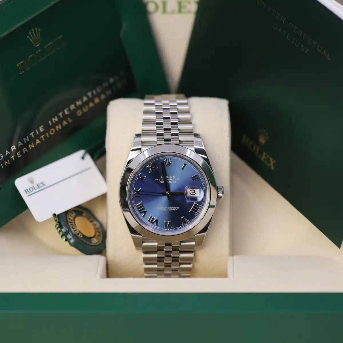 Đồng Hồ Rolex Datejust 126300 Roman Jubilee 41mm Nam Xanh Xám