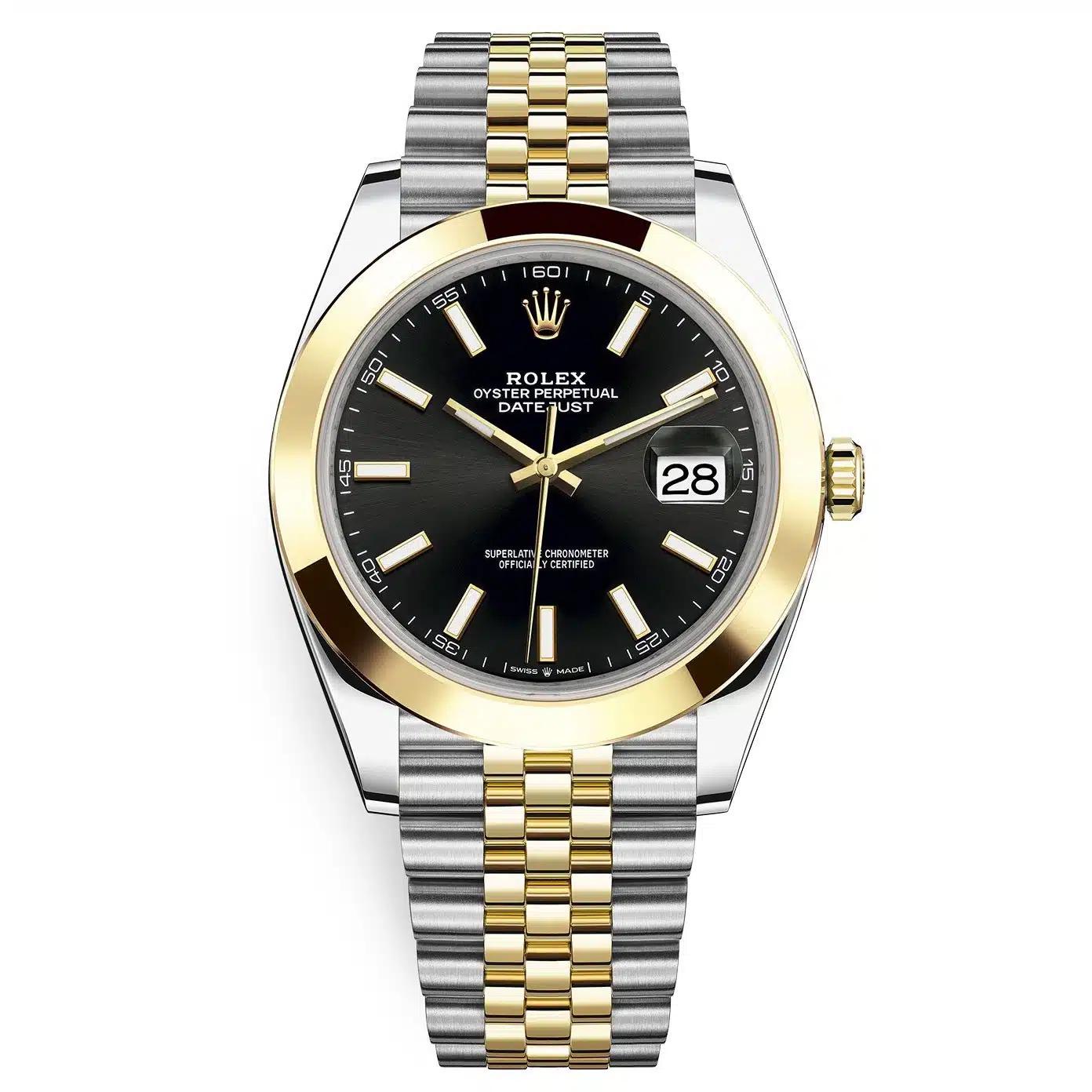 Đồng Hồ Rolex Datejust 126303 Index Jubilee 41mm Nam Đen Vàng Xám