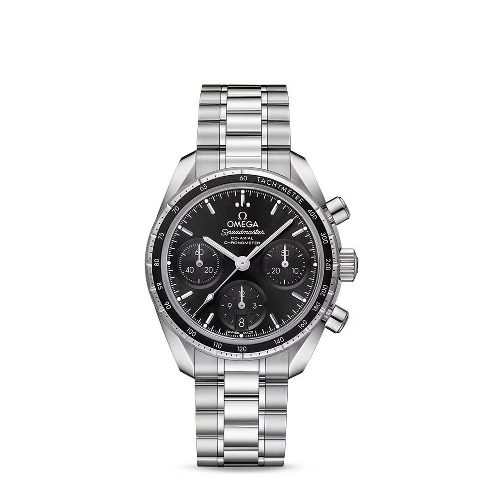 Đồng Hồ Omega Speedmaster 38 Co‑Axial Chronometer Chronograph 38 mm Nữ Xám Đen