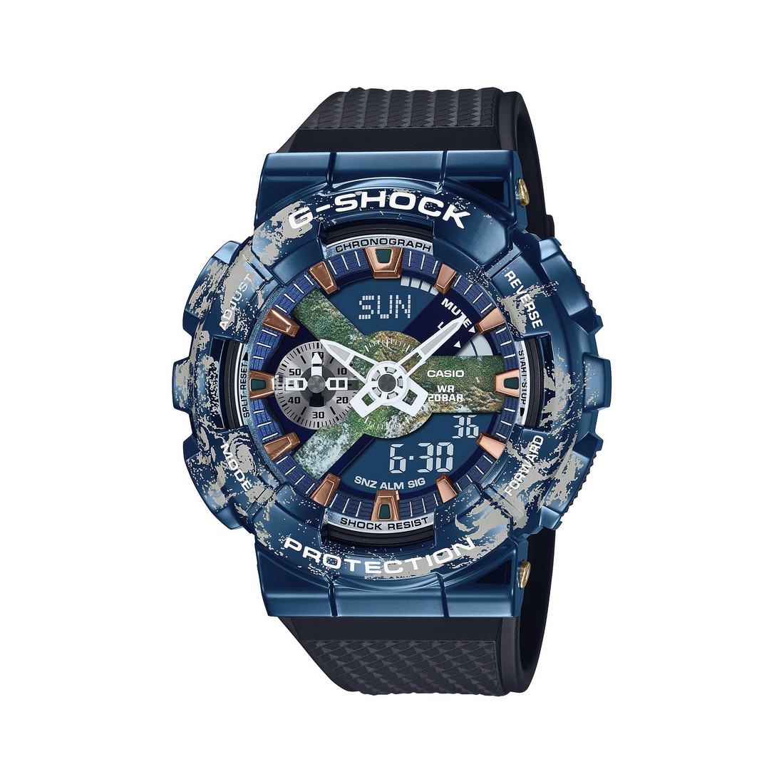 Đồng Hồ Casio Gm-110Earth-1A Nam Xanh Đen