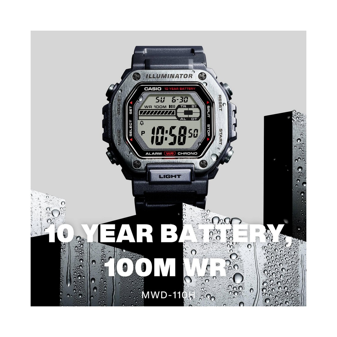 Đồng Hồ Casio Mwd-110H-1Av Nam Đen Xám