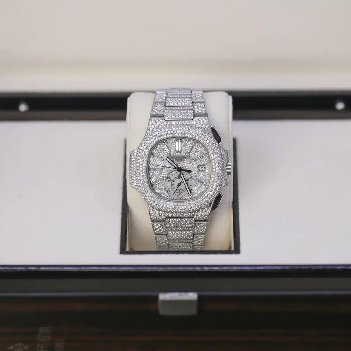 Đồng Hồ Patek Philippe 5980/1A-019 Aftermarket Diamonds 40.5mm Nam Xám