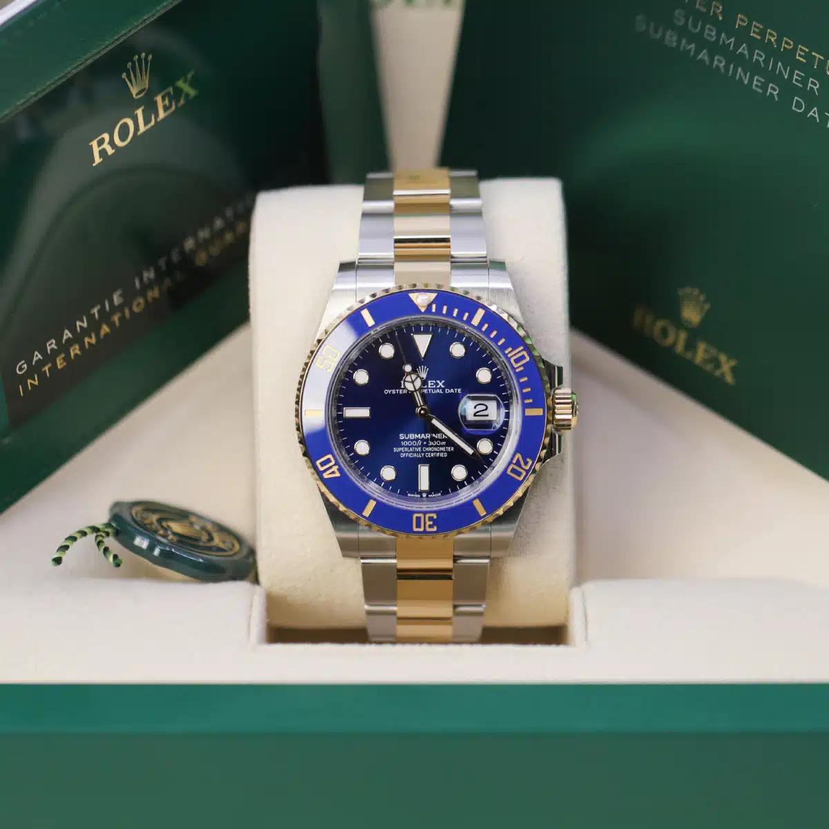 Đồng Hồ Rolex Submariner Date 126613LB 41mm Nam Xanh Vàng Xám