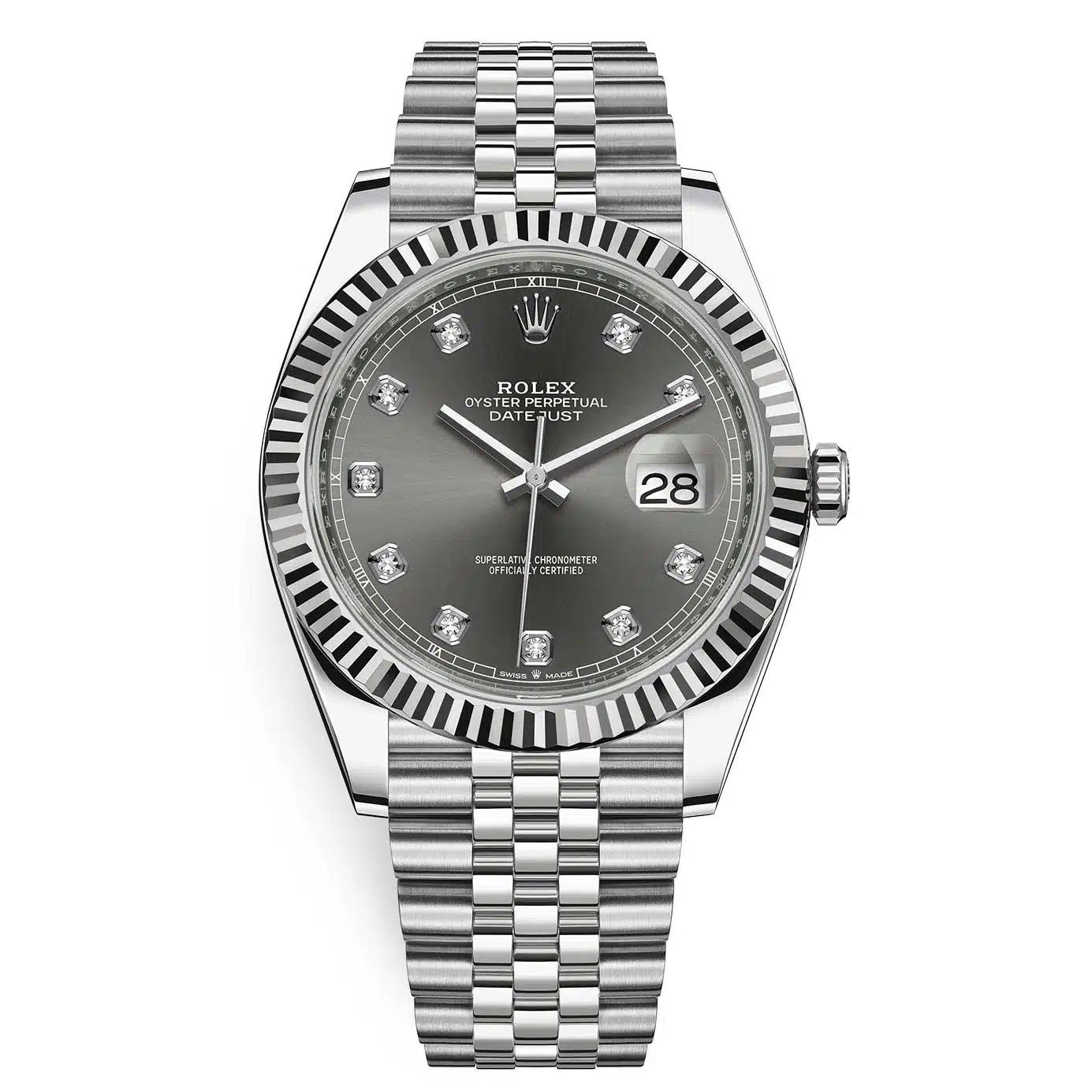 Đồng Hồ Rolex Datejust 126334 Rhodium Diamond Jubilee 41mm Nam Xám