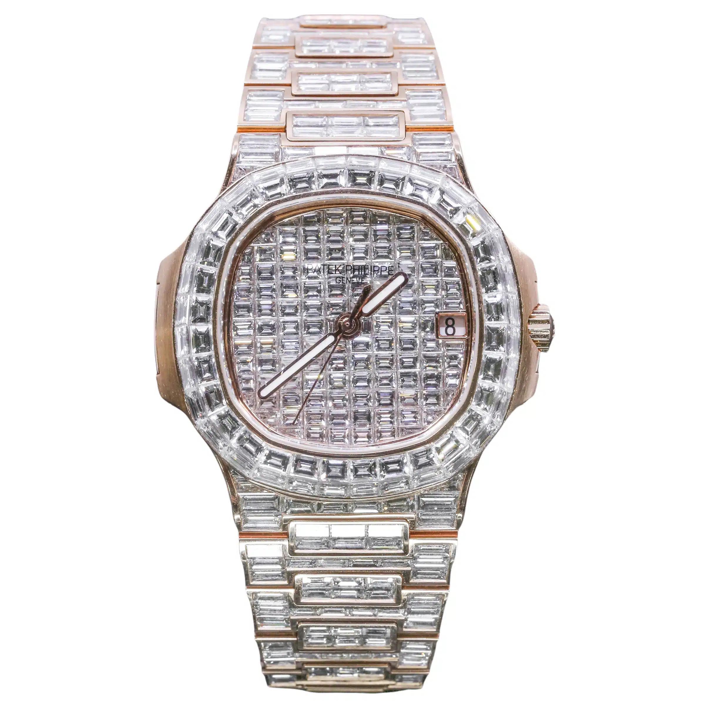 Đồng Hồ Patek Philippe 5711R Iced Out 40mm Nam Vàng Hồng Xám