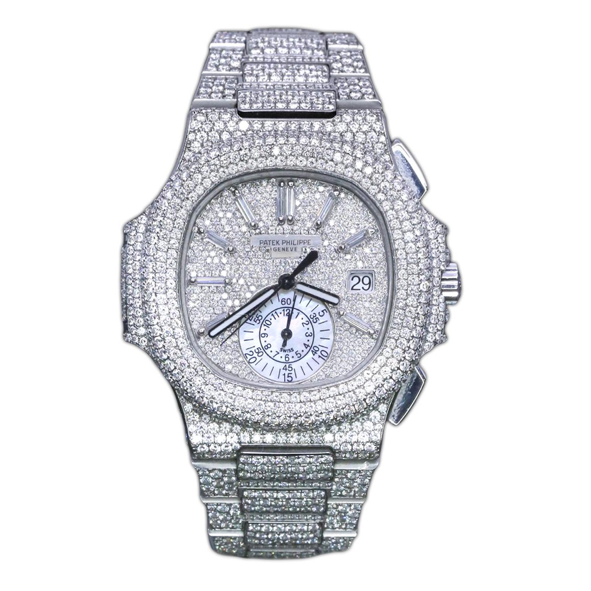 Đồng Hồ Patek Philippe 5980/1A-019 Aftermarket Diamonds 40.5mm Nam Xám