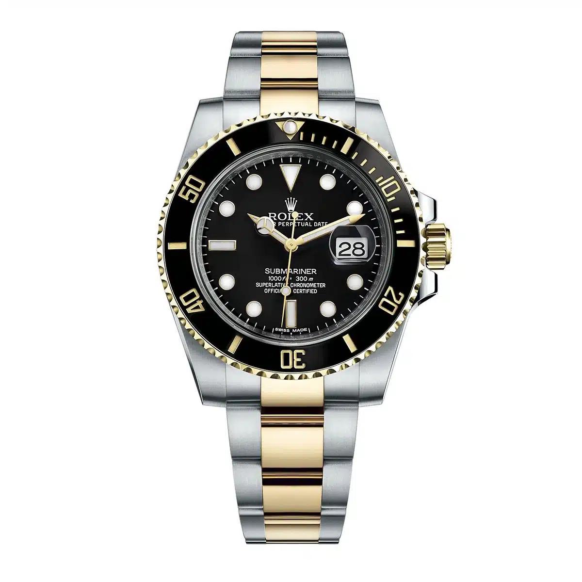 Đồng Hồ Rolex Submariner 116613LN 40mm Nam Đen Vàng Xám