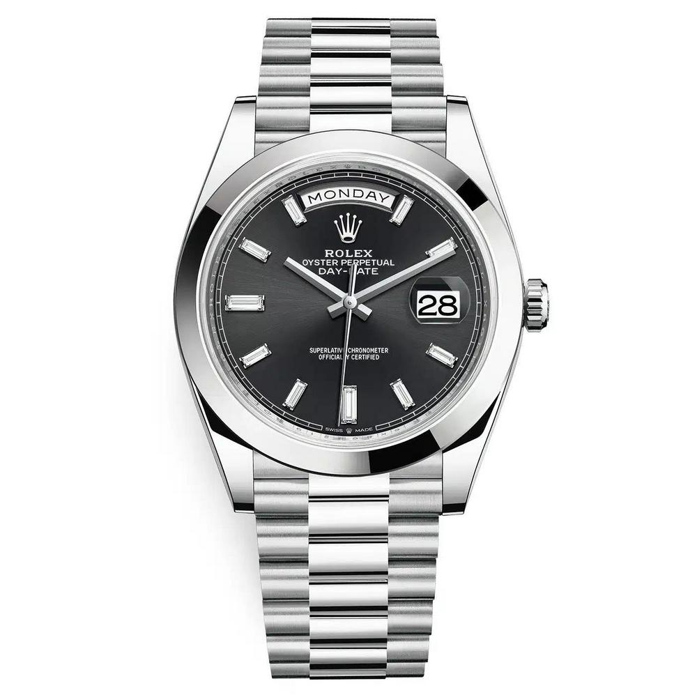 Đồng Hồ Rolex Day-Date 228206 Baguette 40mm Nam Đen Xám