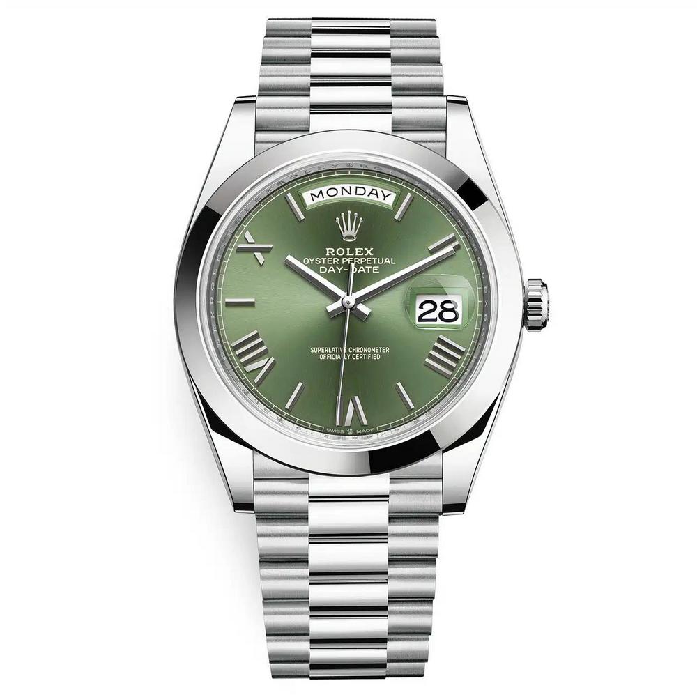 Đồng Hồ Rolex Day-Date 228206 Roman 40mm Nam Xanh Lá Xám