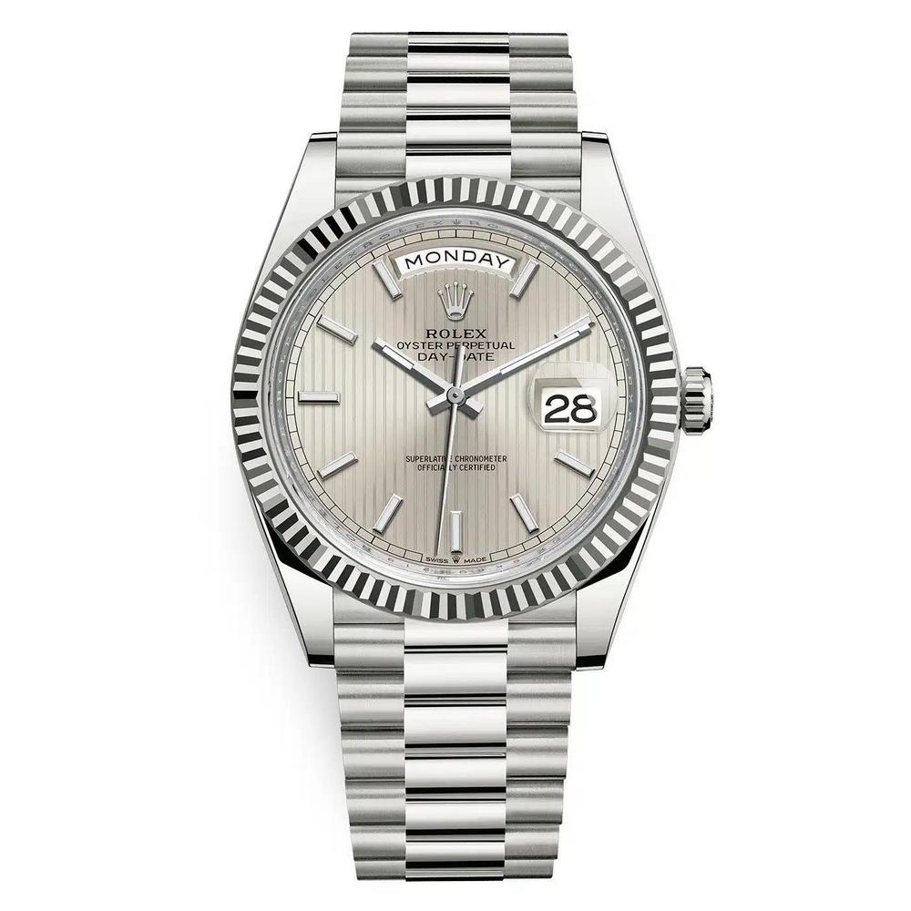 Đồng Hồ Rolex Day-Date 228239 Stripe 40mm Nam Xám Bạc