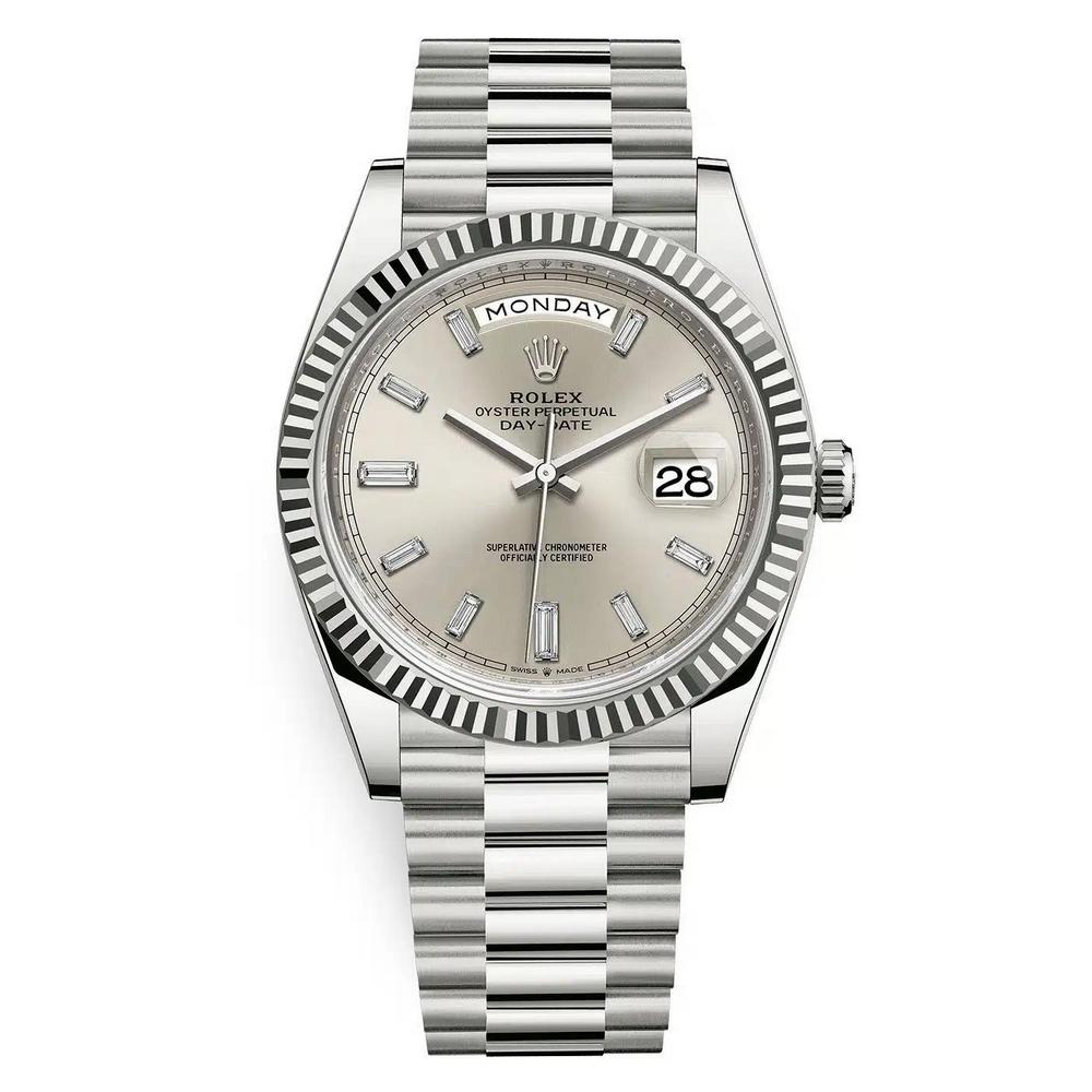 Đồng Hồ Rolex Day-Date 228239 Baguette Dial 40mm Nam Xám Bạc