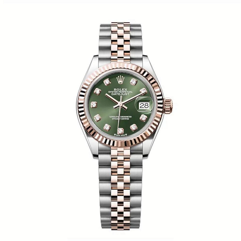 Đồng Hồ Rolex Lady-Datejust 279171 Diamond 28mm Nữ Vàng Hồng Xanh Lá