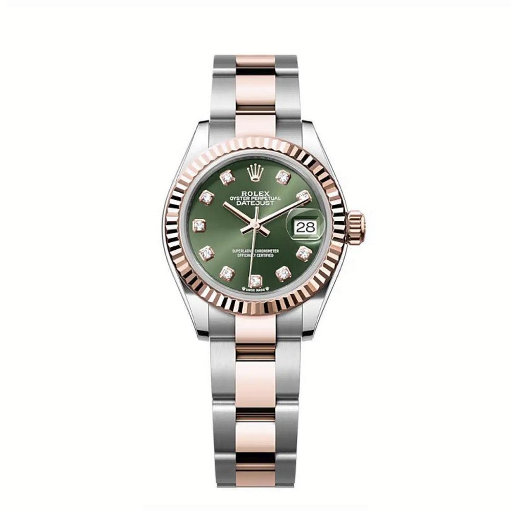 Đồng Hồ Rolex Lady-Datejust 279171 Diamond 28mm Nữ Xanh Lá Vàng Hồng