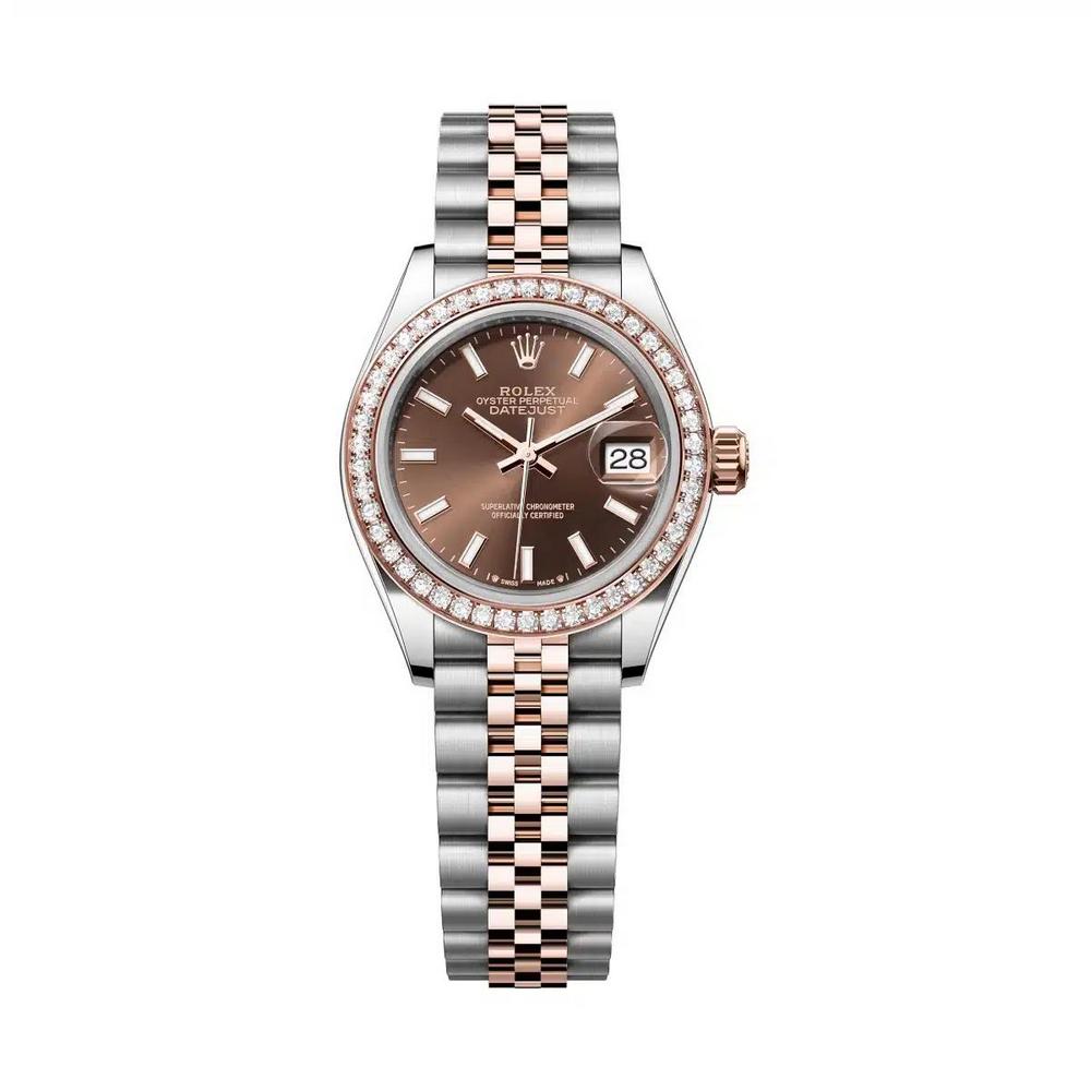 Đồng Hồ Rolex Lady-Datejust 279381Rbr-0017 28mm Nữ Nâu Vàng Hồng Xám