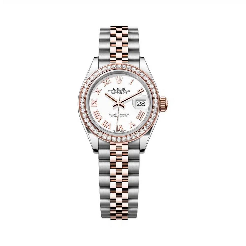 Đồng Hồ Rolex Lady-Datejust 279381Rbr-0021 28mm Roman Dial Nữ Trắng Xám Vàng Hồng