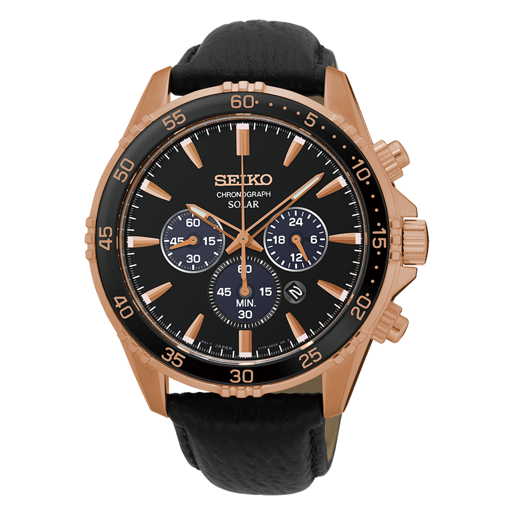 Đồng Hồ Seiko SSC448 Nam Đen Nâu