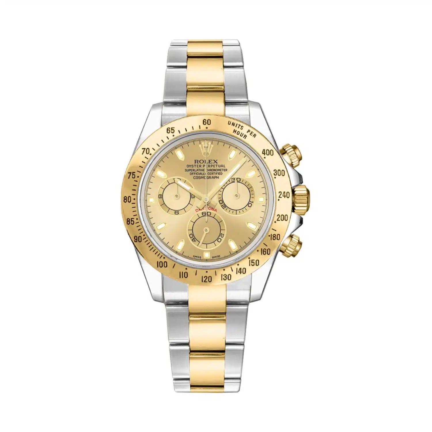 Đồng Hồ Rolex Cosmograph Daytona 116523 Champagne Dial 40mm Nam Vàng Xám