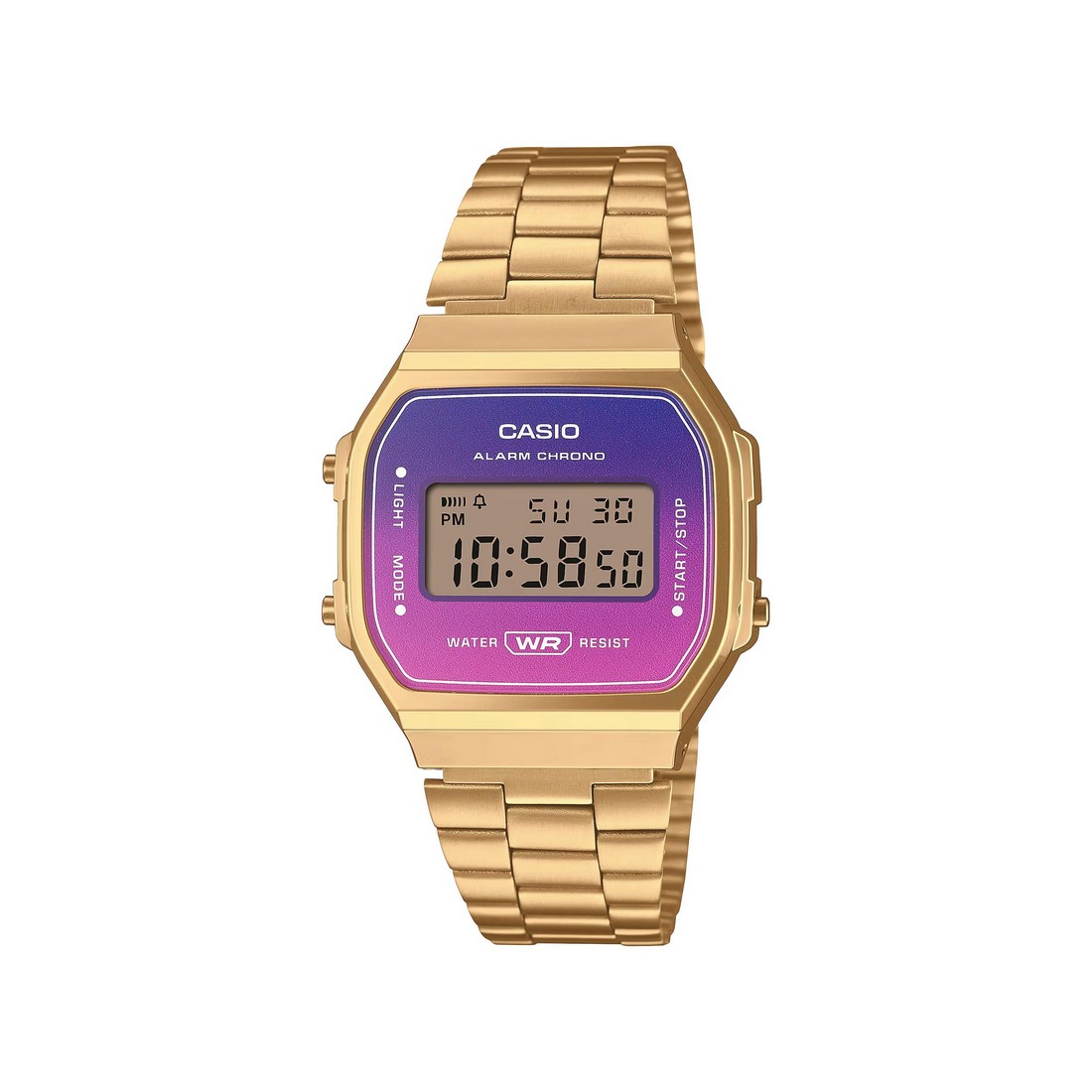 Đồng Hồ Casio A168Werg-2A Nam Vàng Tím Hồng