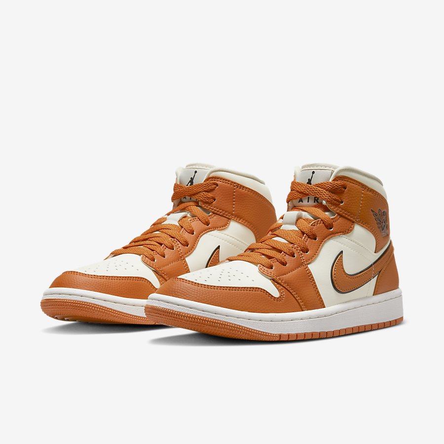 Giày Air Jordan 1 Mid Se Nữ Nâu Trắng