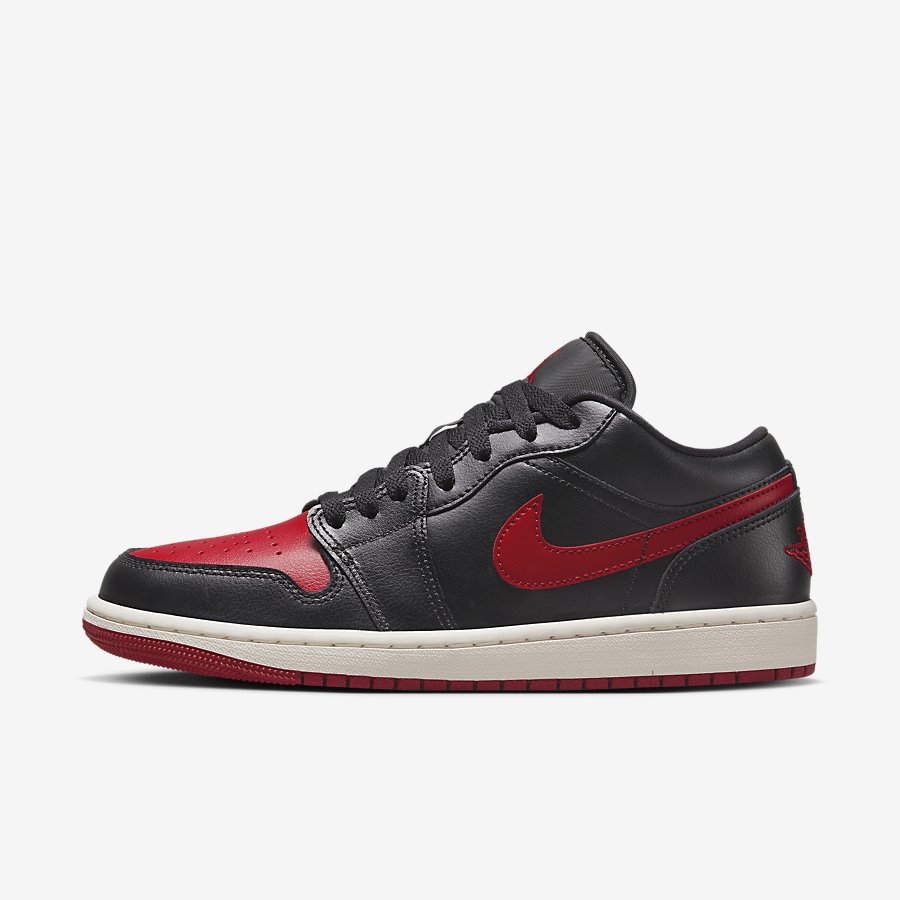 Giày Air Jordan 1 Low Nữ Đen Đỏ Trắng