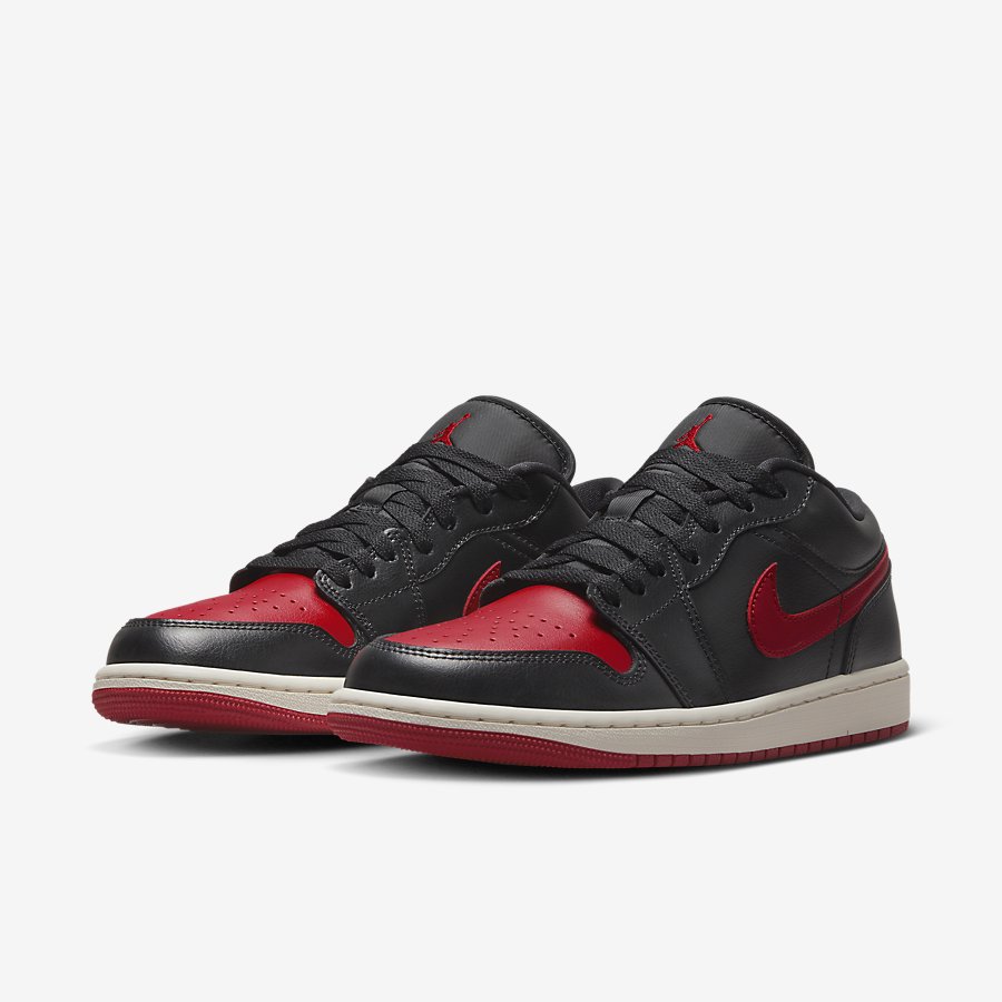 Giày Air Jordan 1 Low Nữ Đen Đỏ Trắng