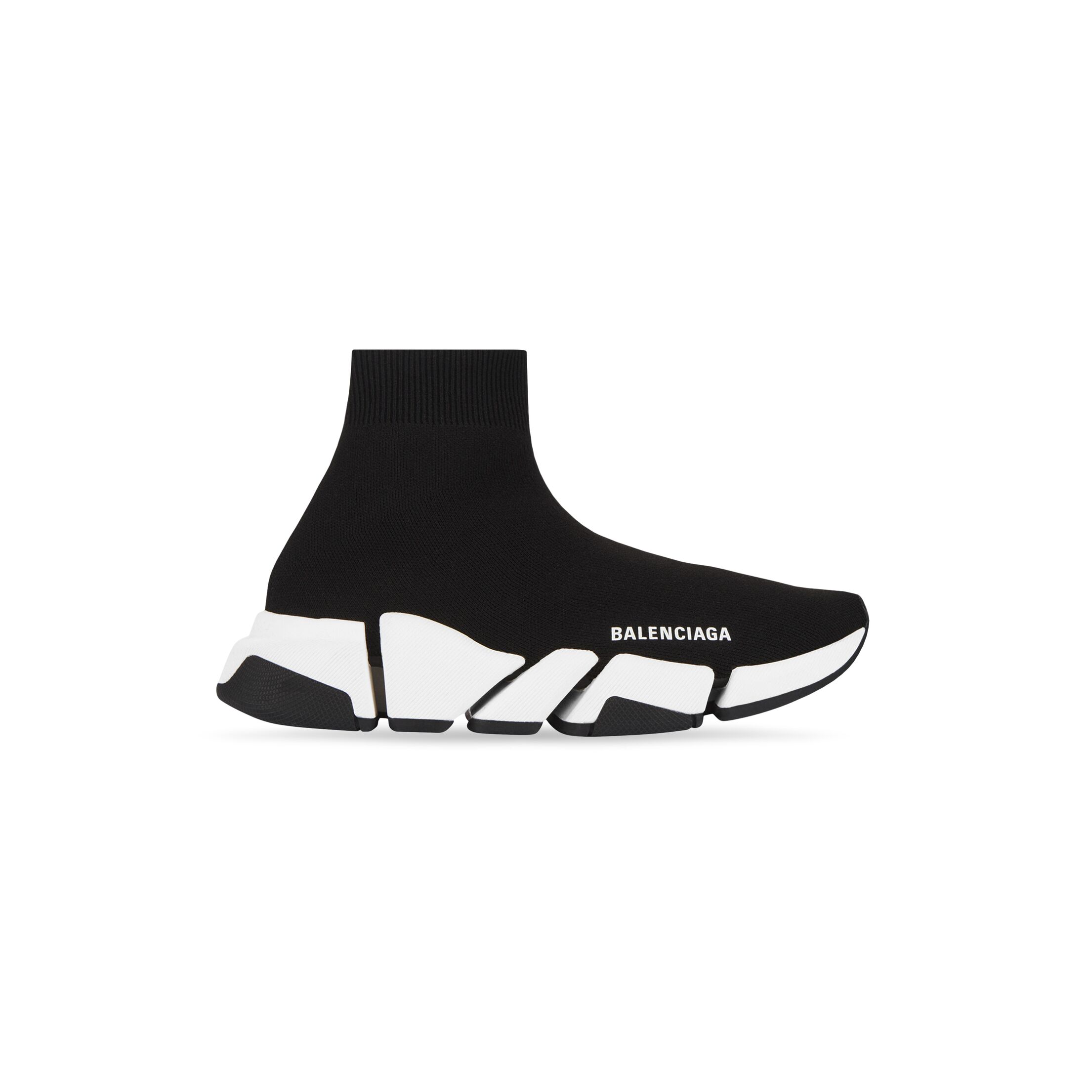 Giày Balenciaga Speed 2.0 Recycled Knit Sneaker With Bicolor Sole Nữ Đen Trắng