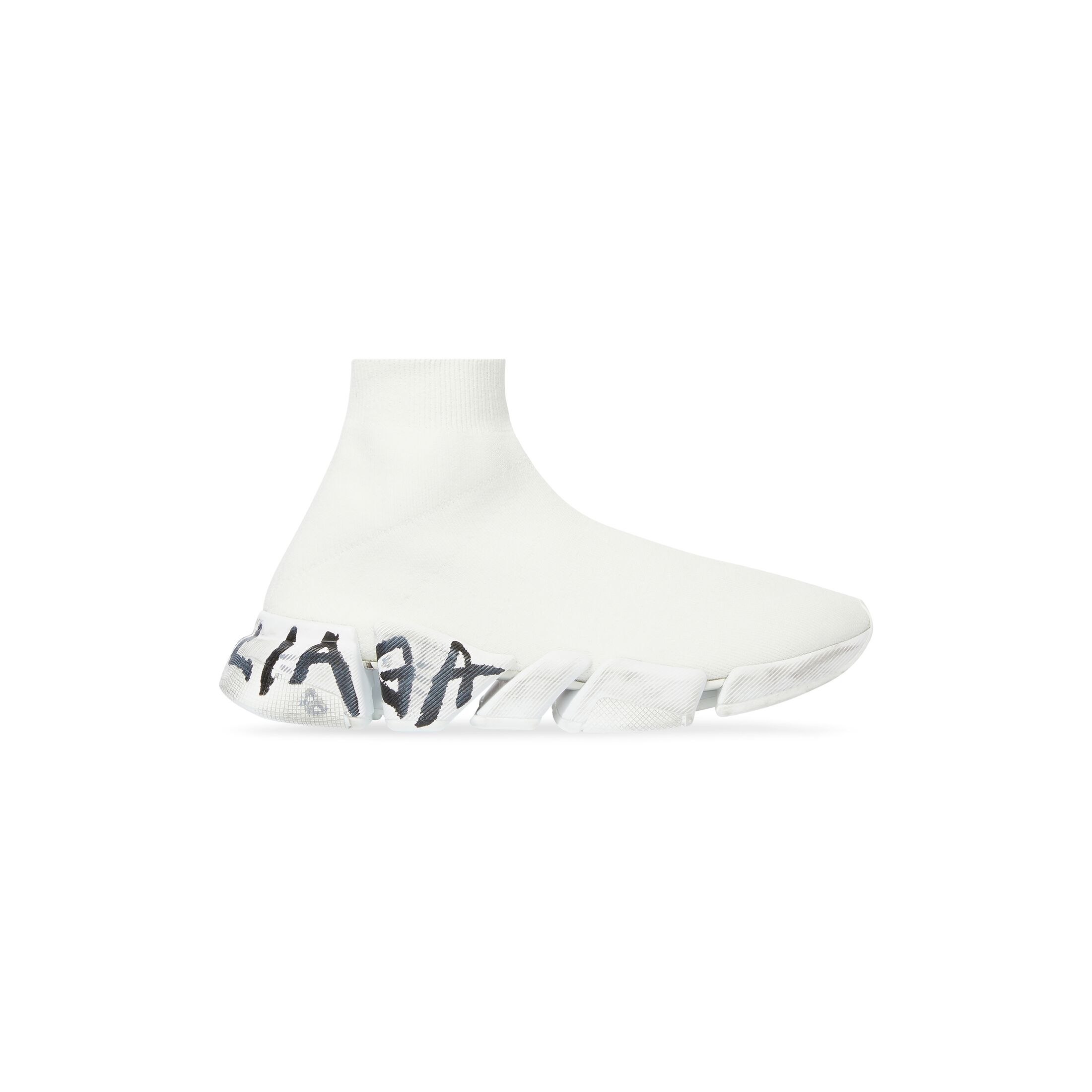 Giày Balenciaga Speed 2.0 Graffiti Recycled Knit Sneaker Nữ Trắng