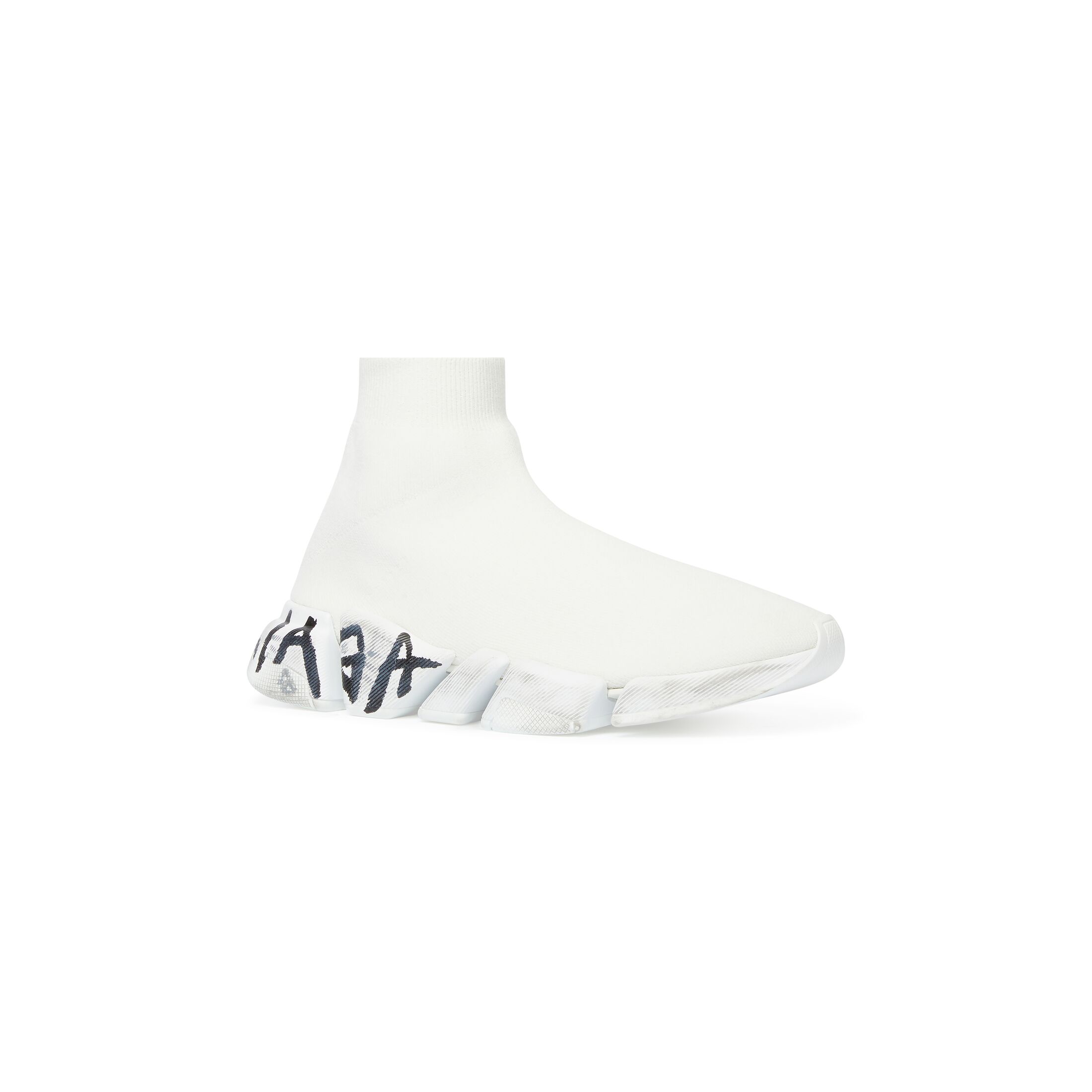 Giày Balenciaga Speed 2.0 Graffiti Recycled Knit Sneaker Nữ Trắng