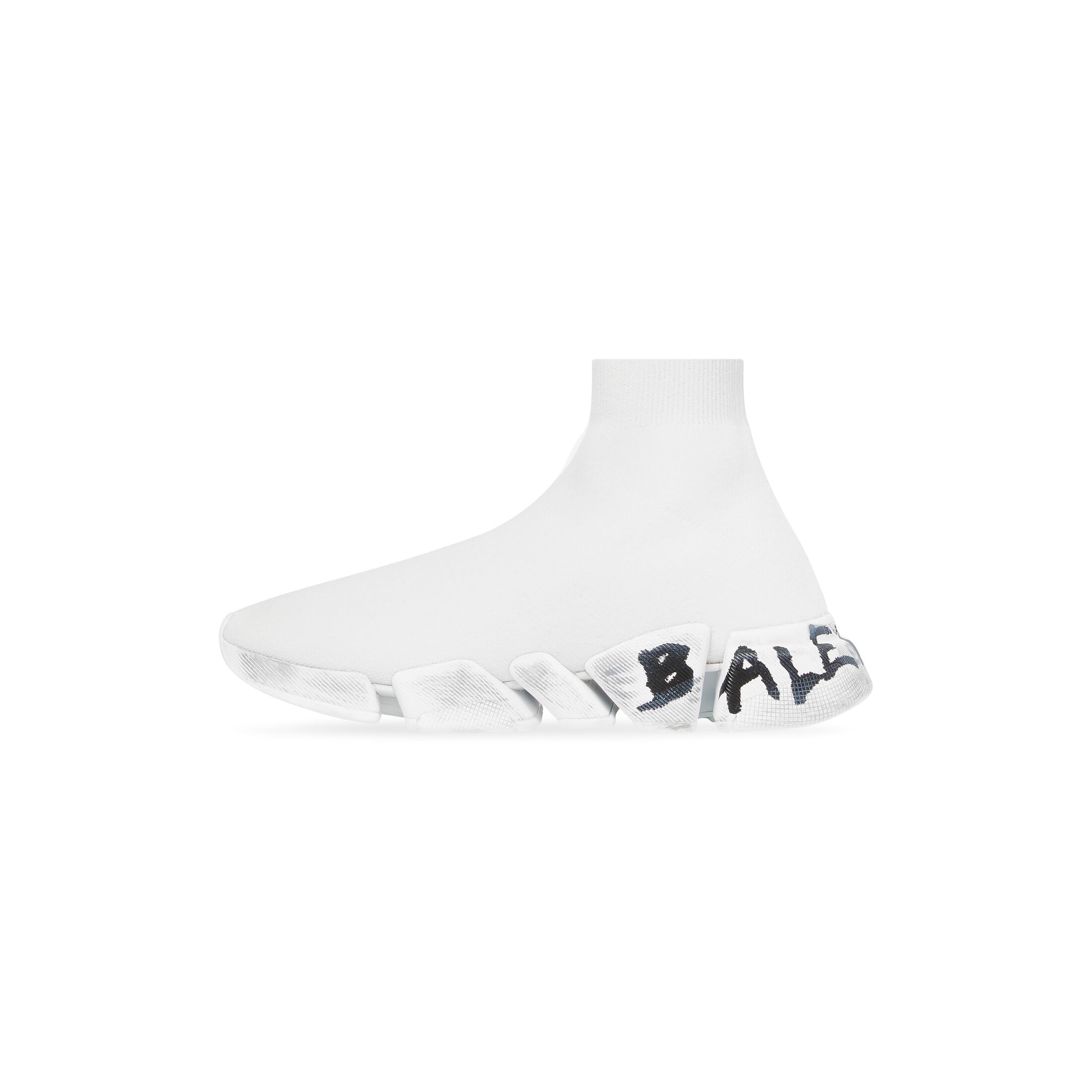 Giày Balenciaga Speed 2.0 Graffiti Recycled Knit Sneaker Nữ Trắng