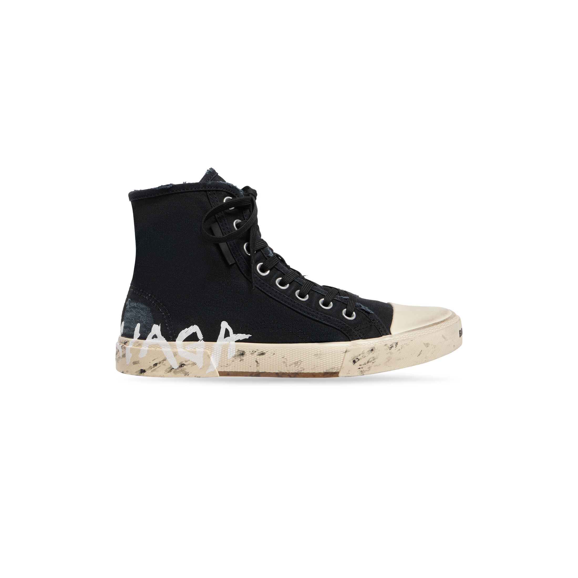 Giày Balenciaga Paris High Top Graffiti Sneaker Nữ Đen