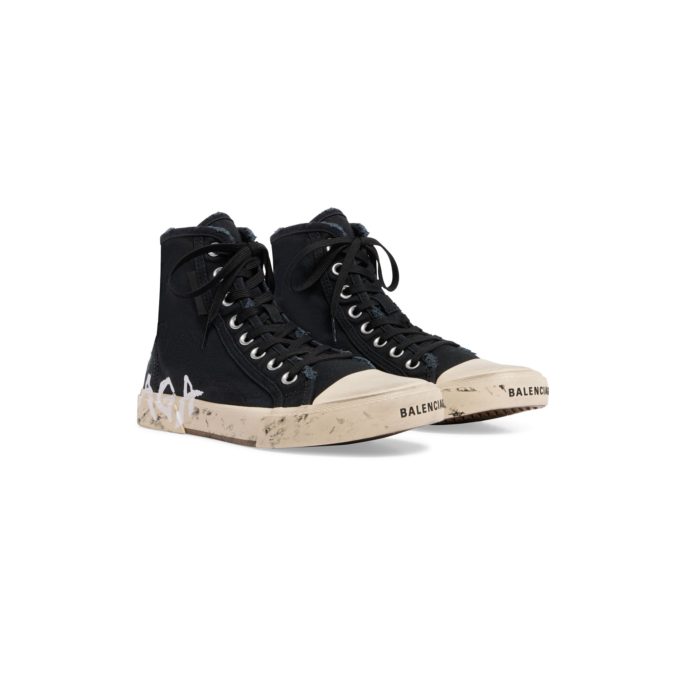 Giày Balenciaga Paris High Top Graffiti Sneaker Nữ Đen