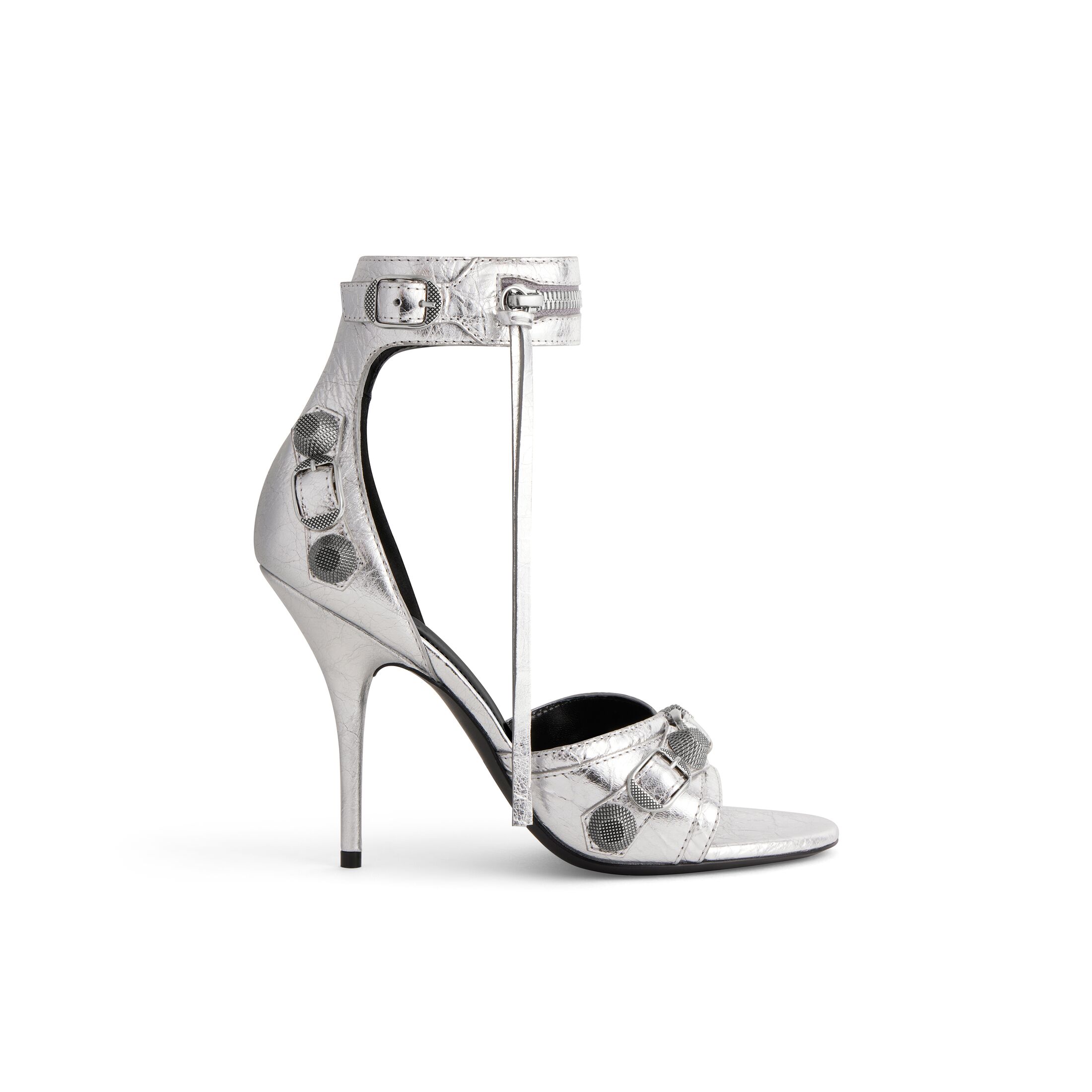 Giày Balenciaga Cagole 110Mm Sandal Metallized Nữ Bạc