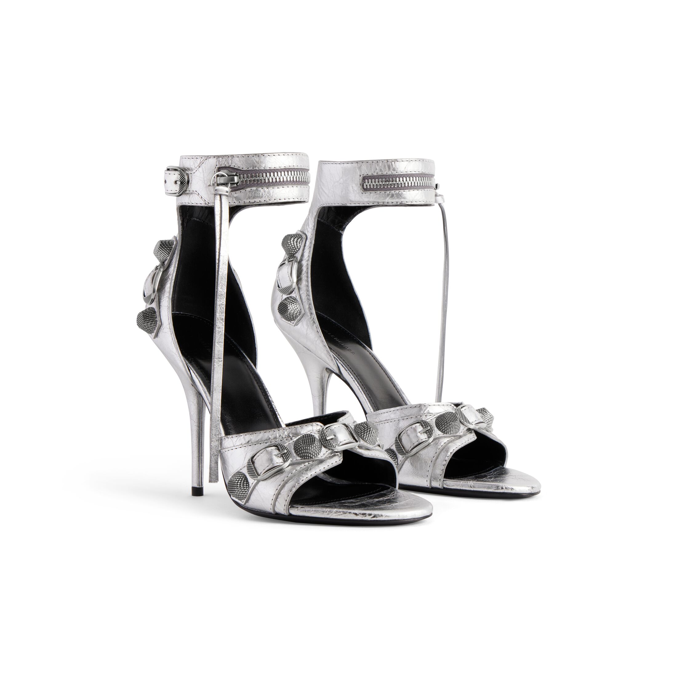 Giày Balenciaga Cagole 110Mm Sandal Metallized Nữ Bạc