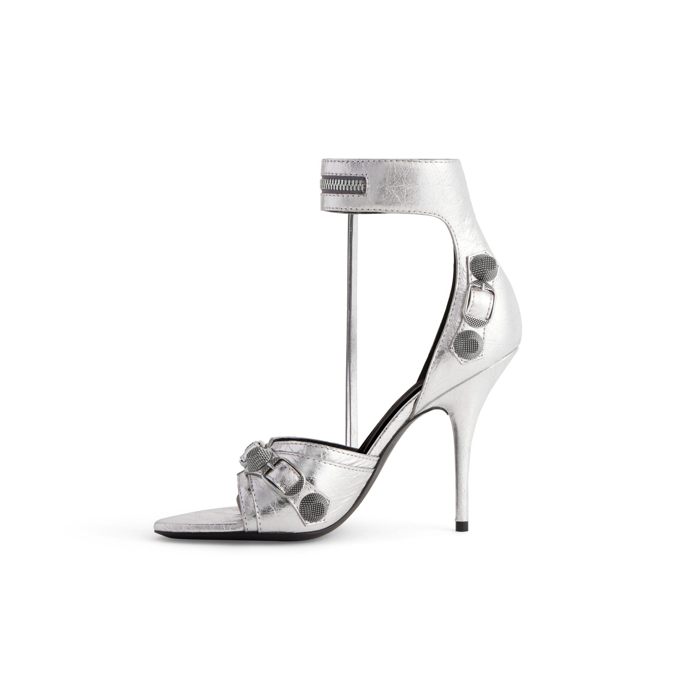 Giày Balenciaga Cagole 110Mm Sandal Metallized Nữ Bạc