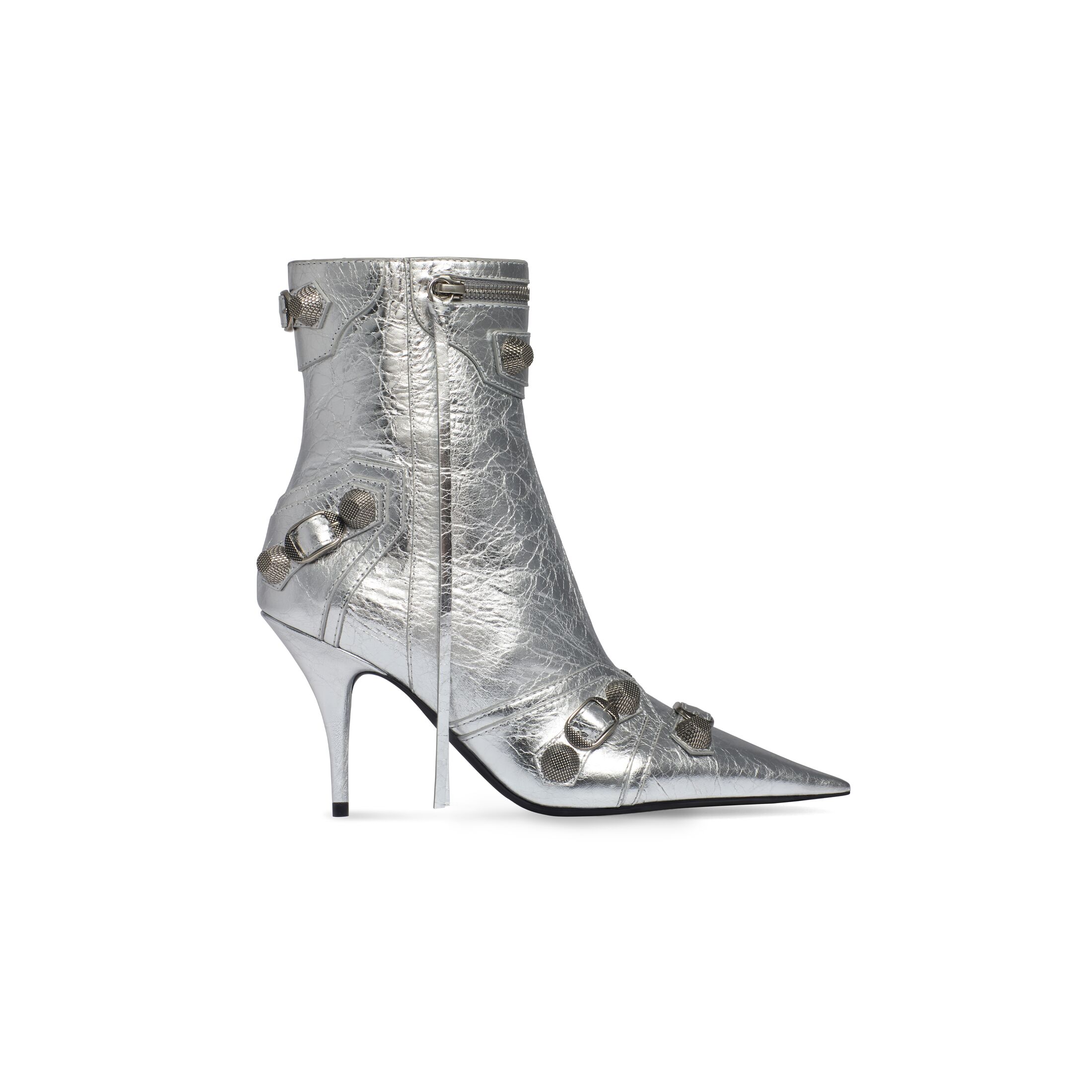 Giày Balenciaga Cagole 90Mm Bootie Metallized Nữ Bạc