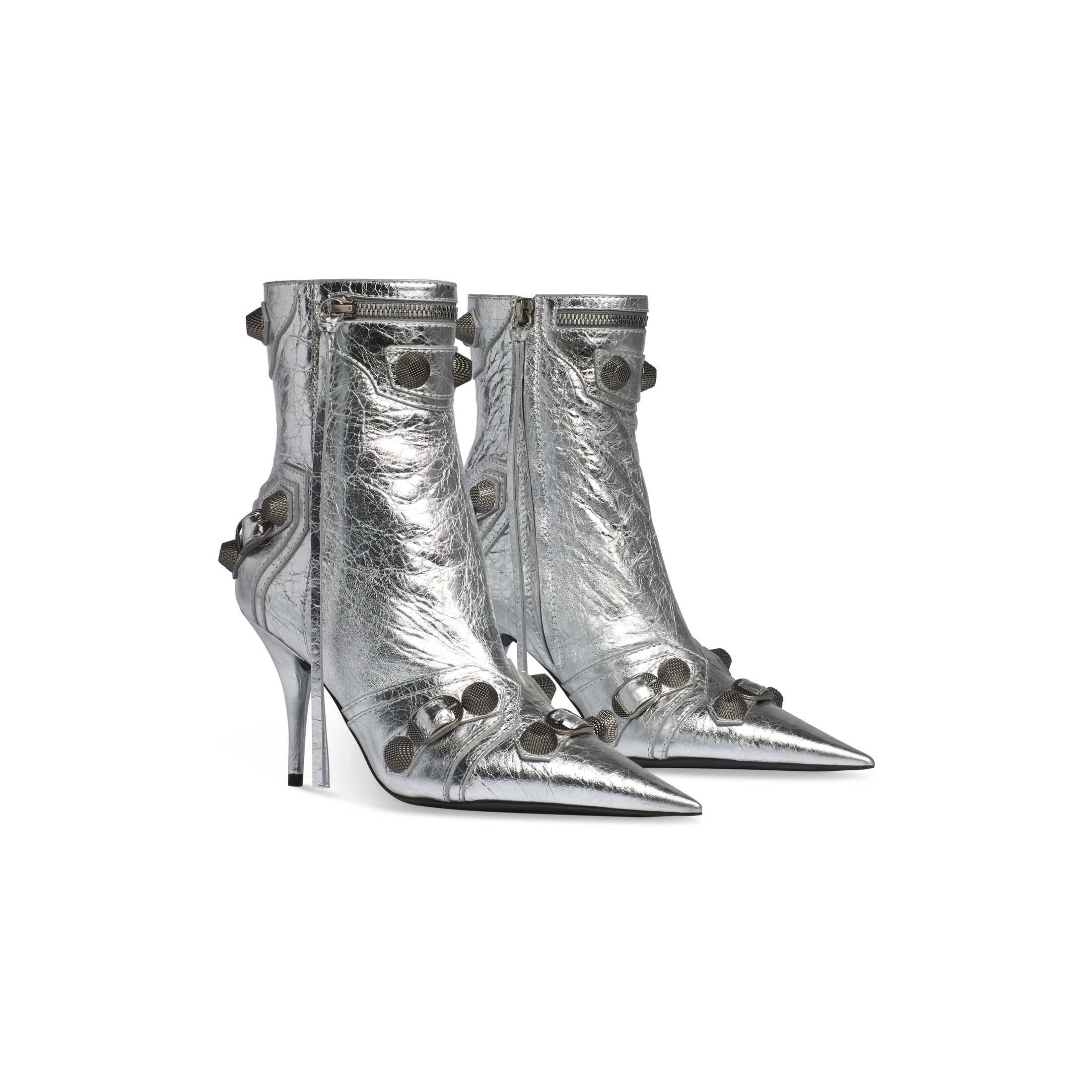 Giày Balenciaga Cagole 90Mm Bootie Metallized Nữ Bạc