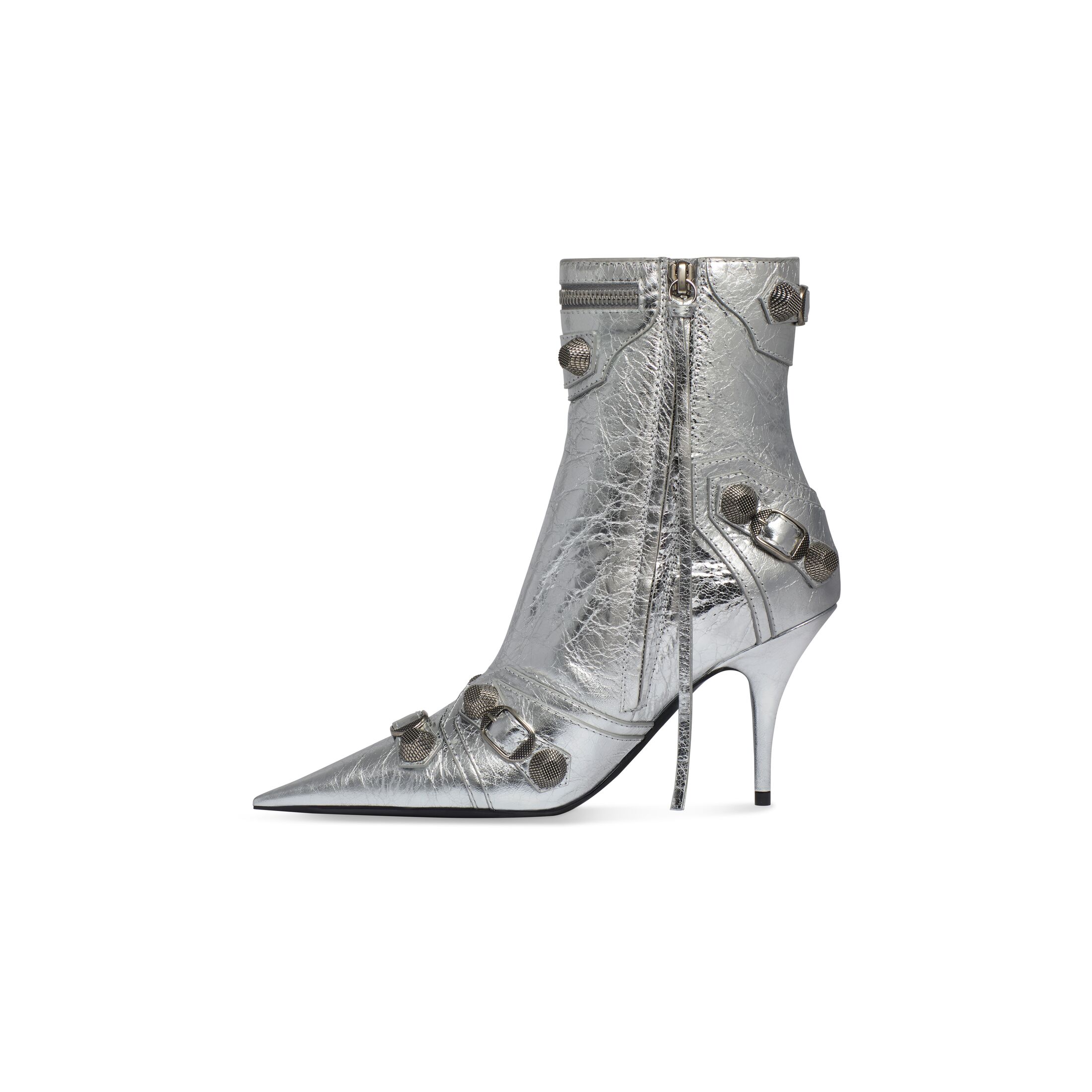 Giày Balenciaga Cagole 90Mm Bootie Metallized Nữ Bạc