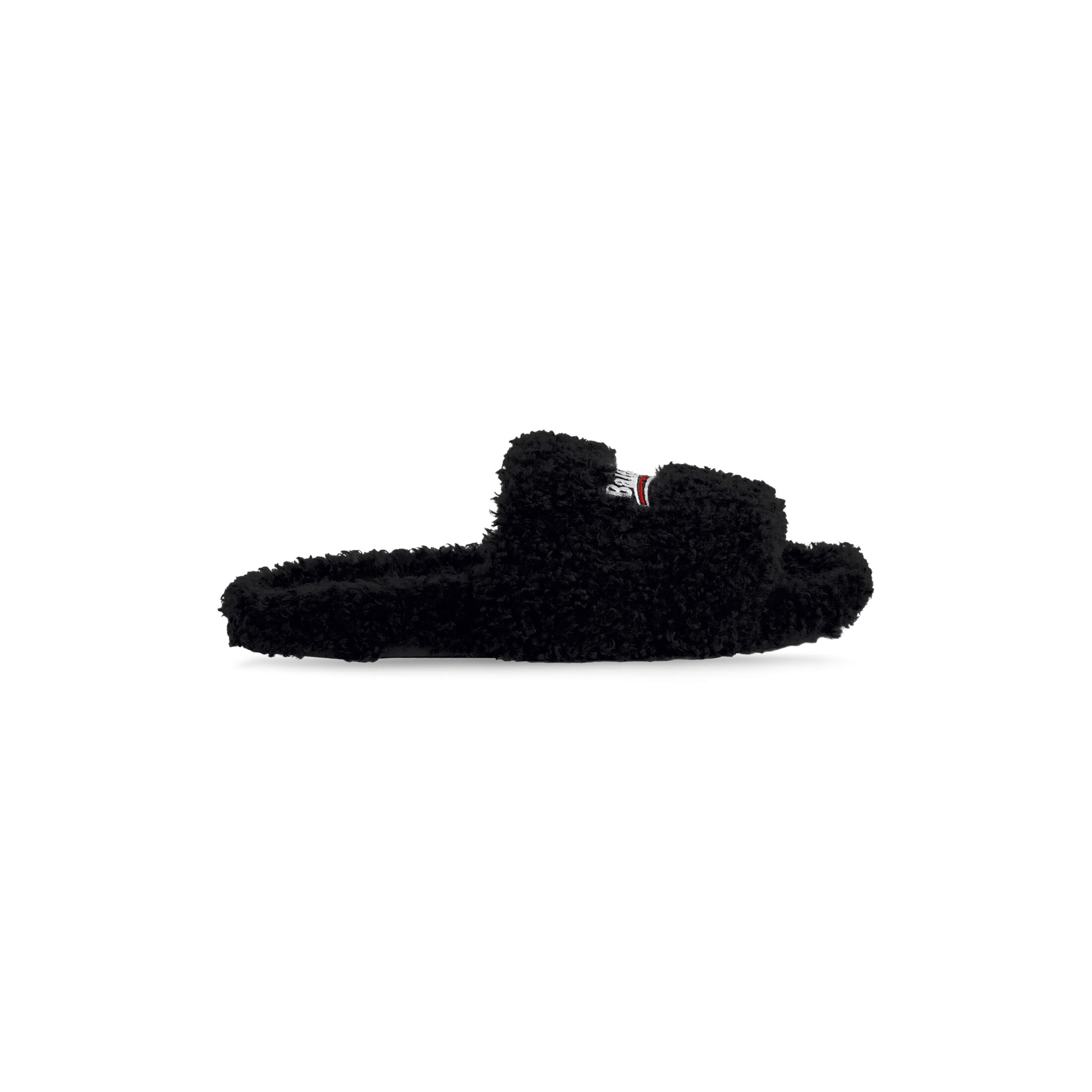 Dép Balenciaga Furry Slide Sandal Nữ Đen