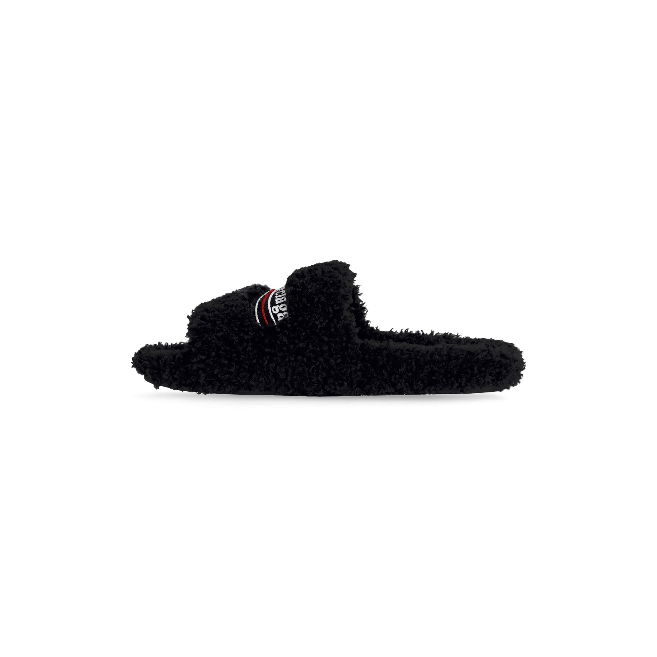 Dép Balenciaga Furry Slide Sandal Nữ Đen