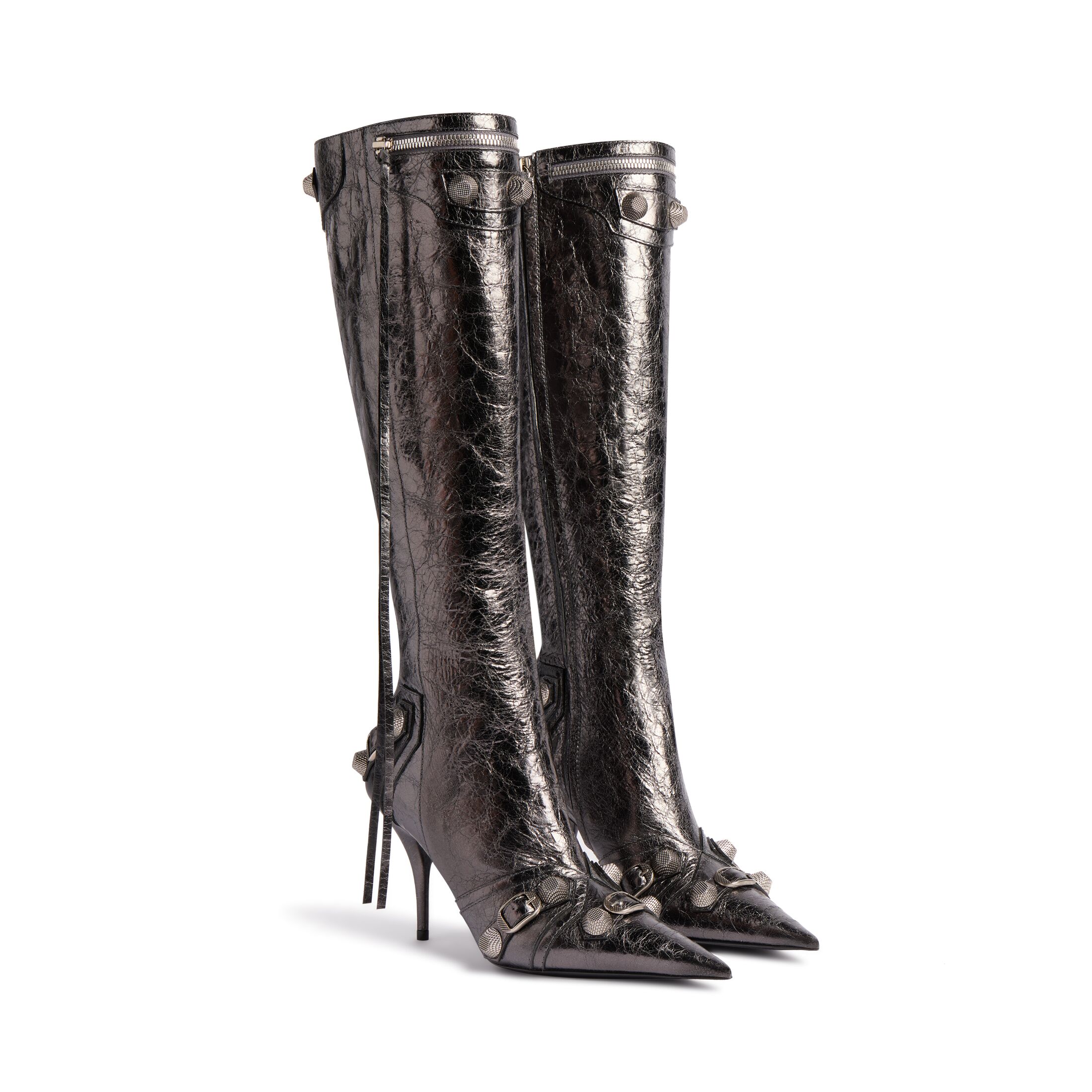 Giày Balenciaga Cagole 90Mm Boot Metallized Nữ Xám