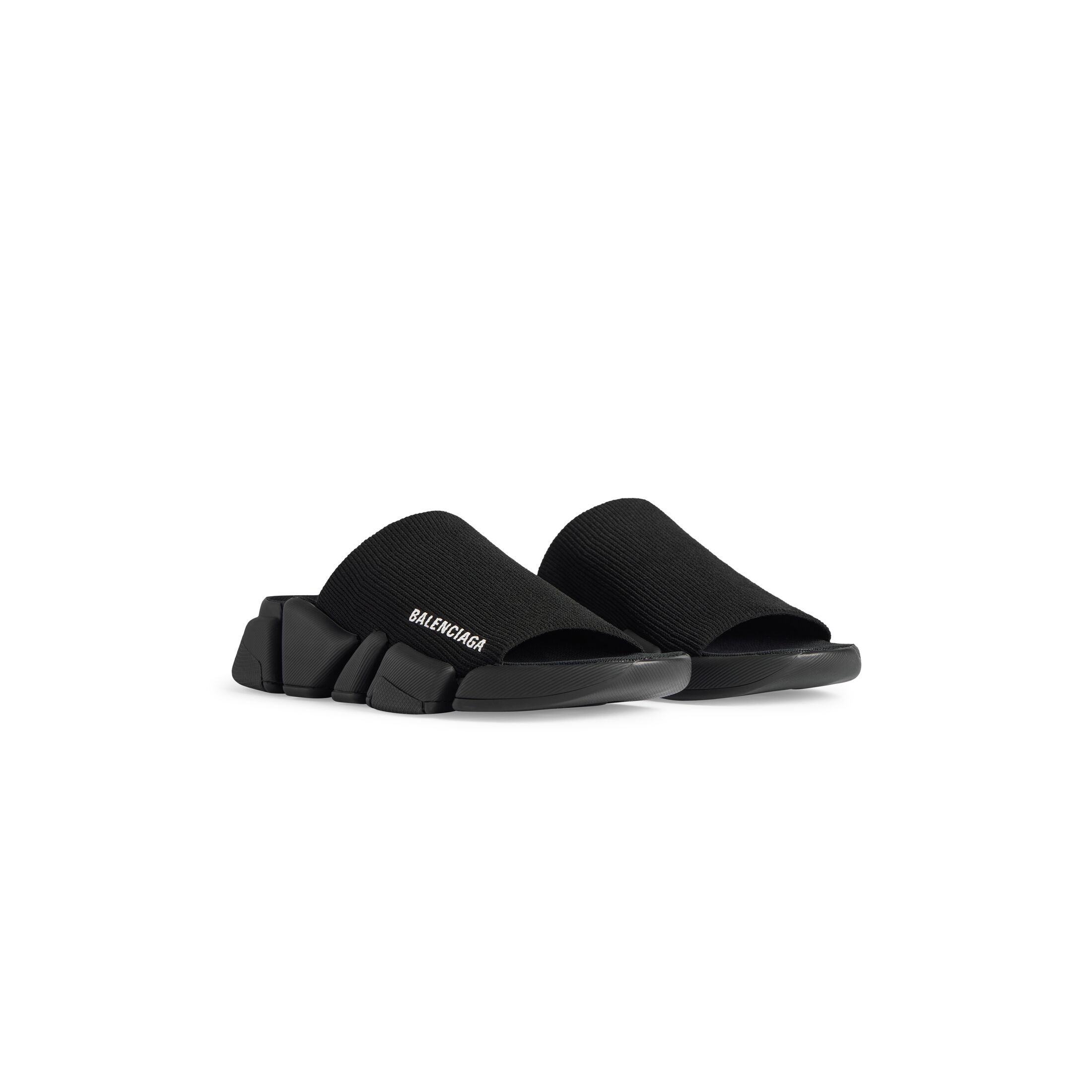 Dép Balenciaga Speed 2.0 Recycled Knit Slide Sandal Nữ Đen