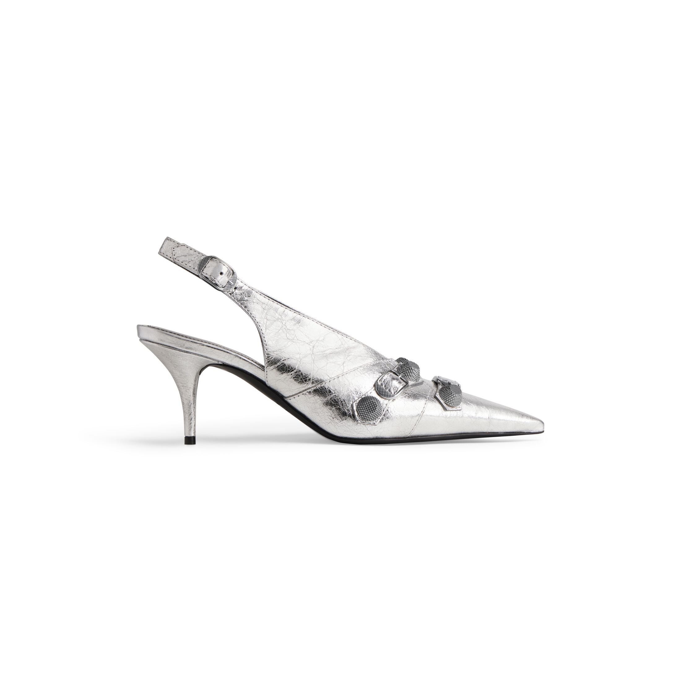 Giày Balenciaga Cagole Slingback 70Mm Pump Metallized Nữ Bạc