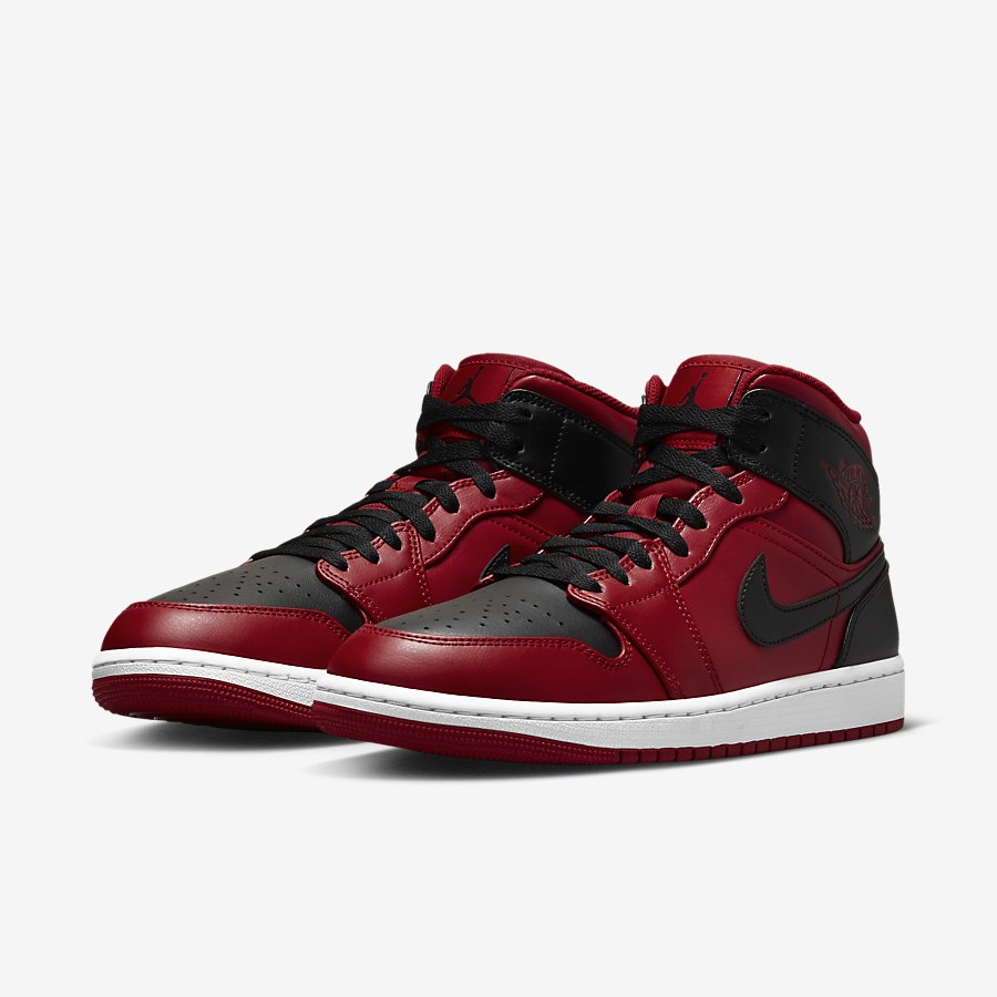 Giày Nike Air Jordan 1 Mid Nữ Đen Đỏ